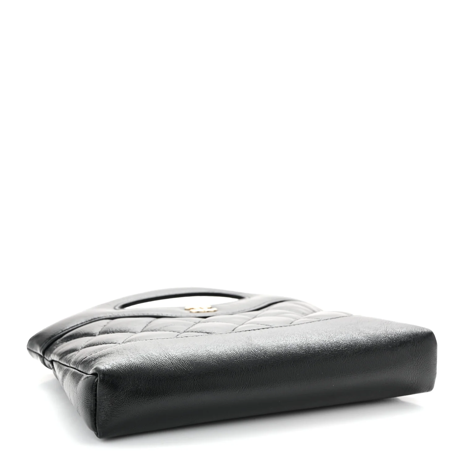 Shiny Crumpled Calfskin Quilted Nano 31 Shopping Bag Black - Image 4