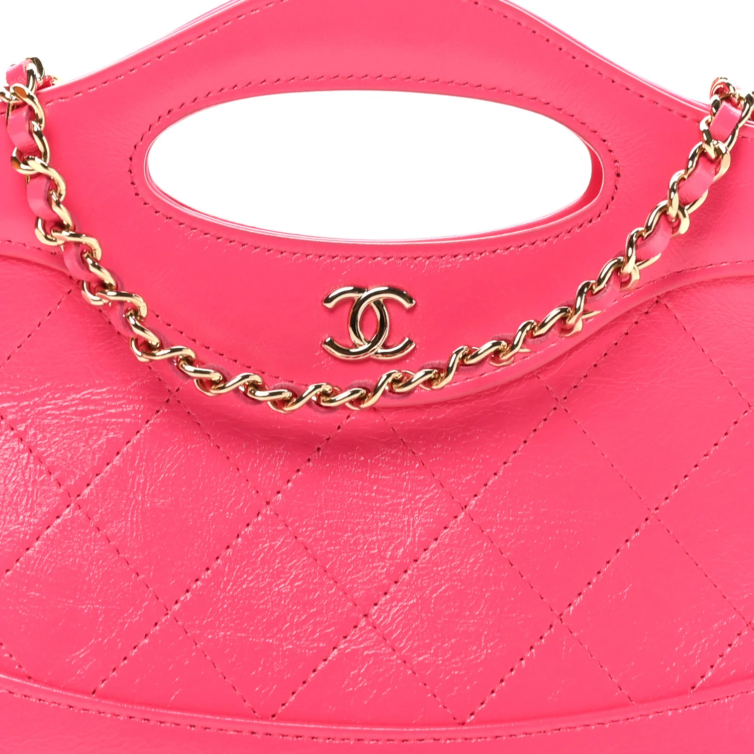 Shiny Crumpled Calfskin Quilted Nano 31 Shopping Bag Pink - Image 8