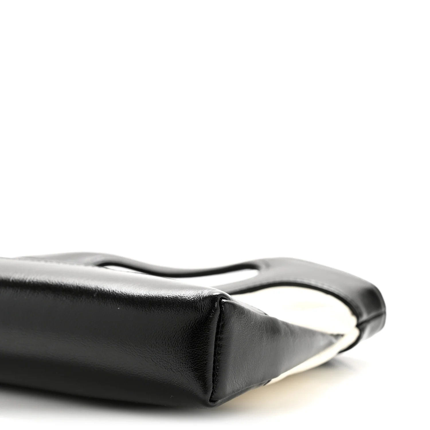 Shiny Crumpled Calfskin Quilted Nano 31 Shopping Bag White Black - Image 10