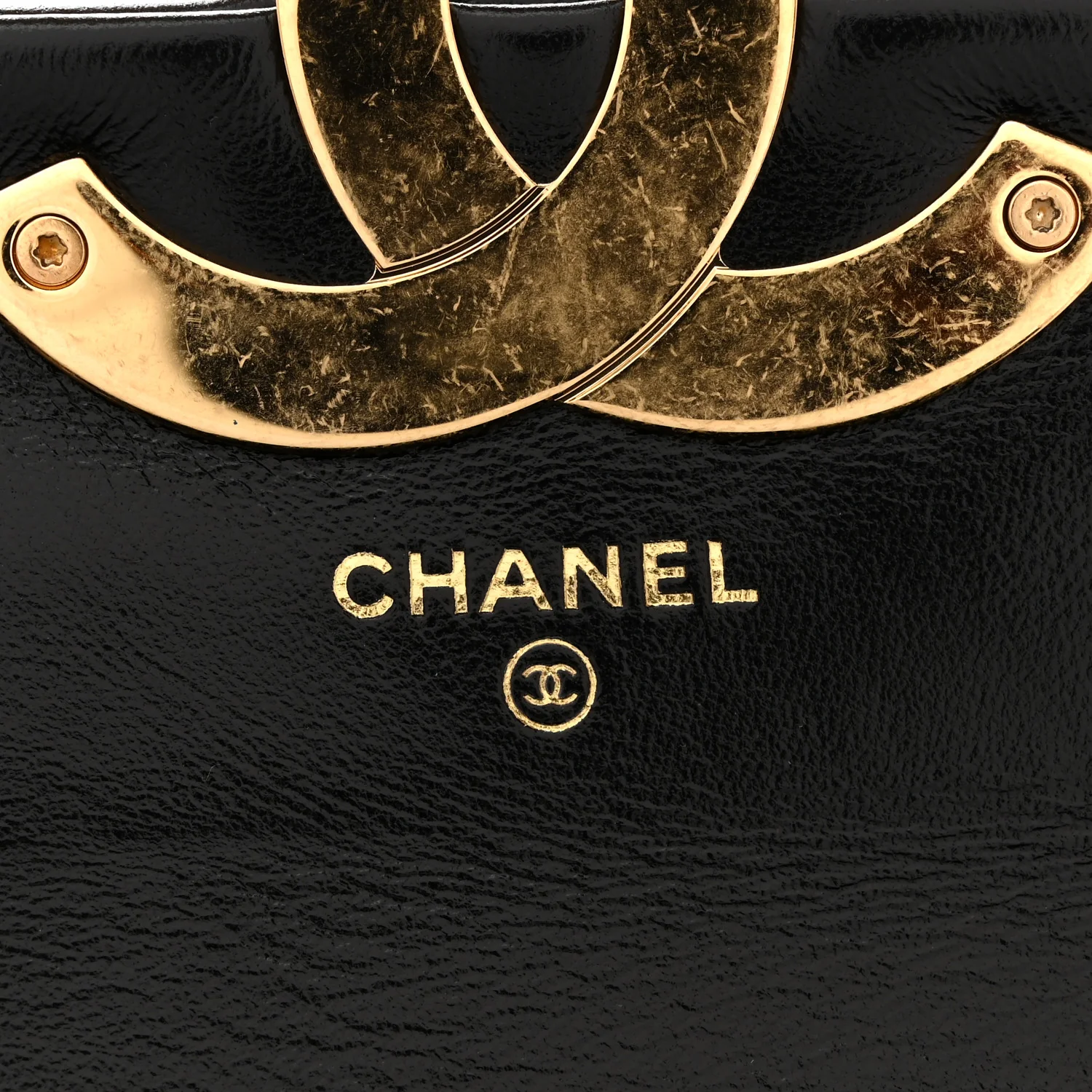 Shiny Crumpled Lambskin Quilted Mini Giant CC Flap Black - Image 6