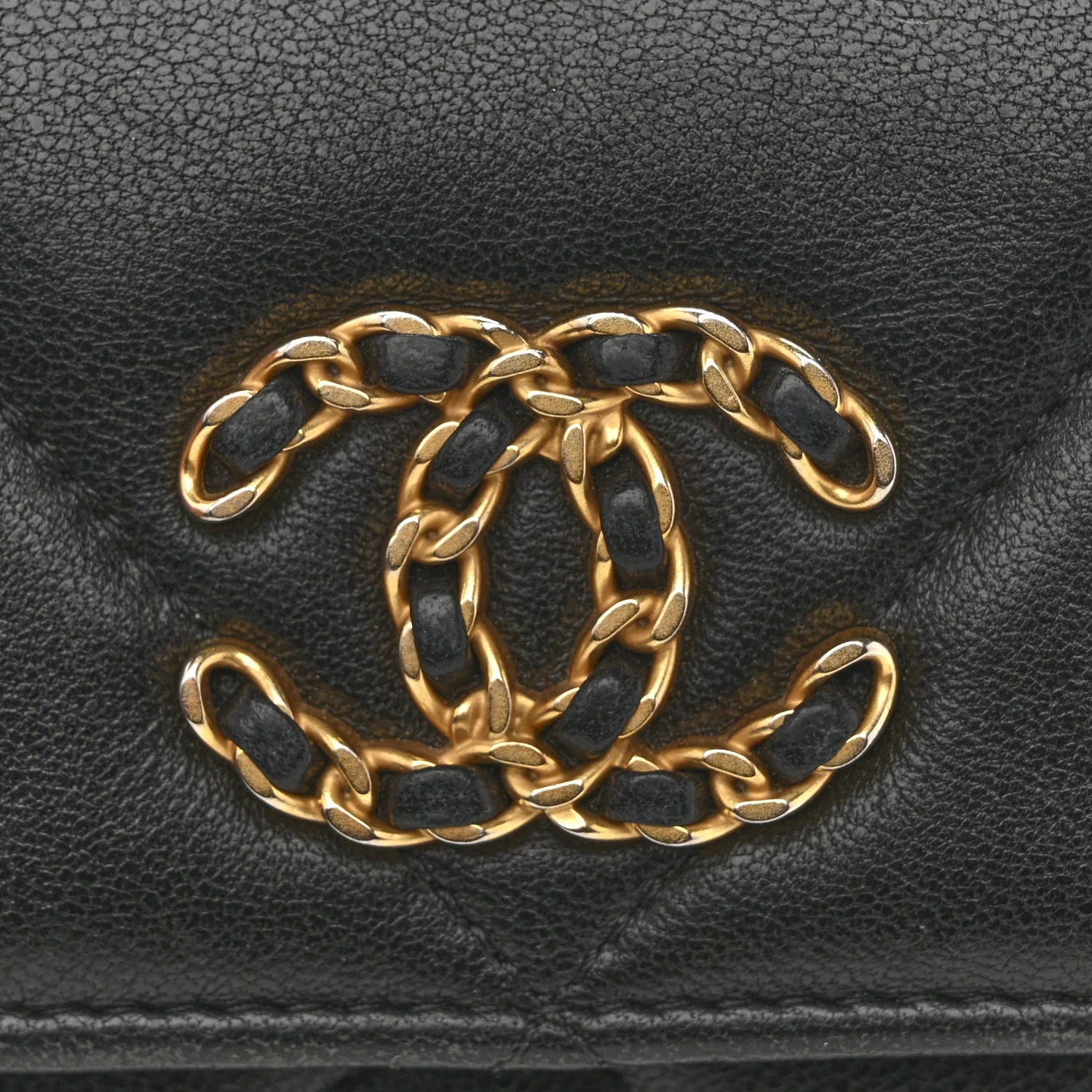 Shiny Goatskin Quilted Chanel 19 Flap Wallet Black - Image 12