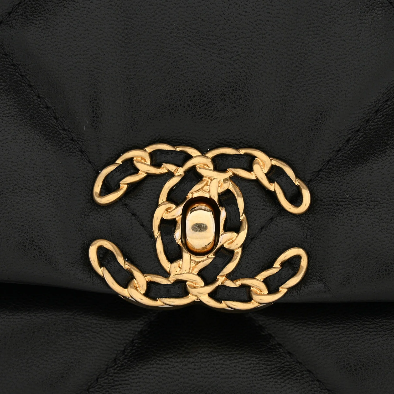 Shiny Goatskin Quilted Large Chanel 19 Flap Black - Image 12