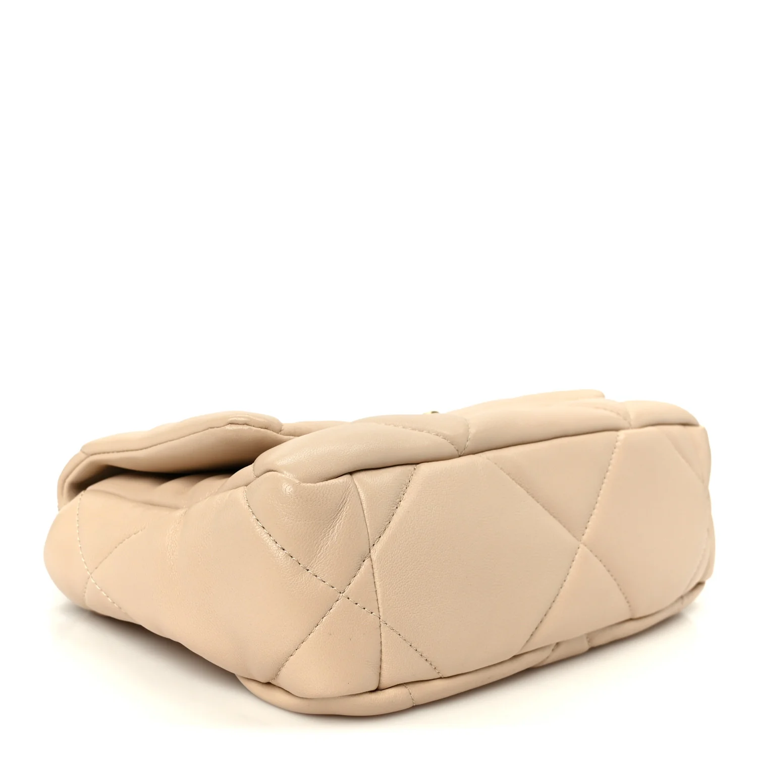 Shiny Goatskin Quilted Medium Chanel 19 Flap Beige - Image 4