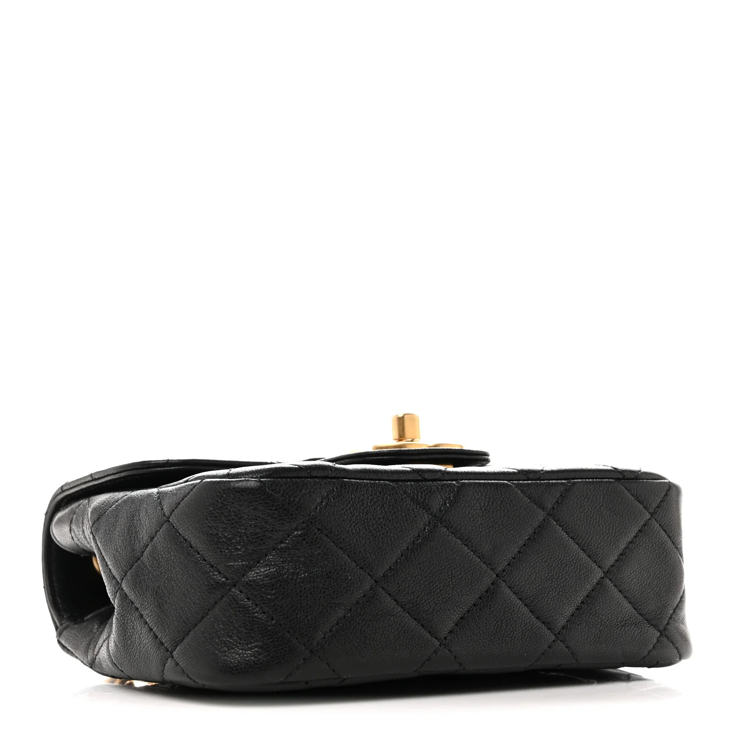 Shiny Goatskin Quilted Mini Chain Strap Flap Black - Image 7