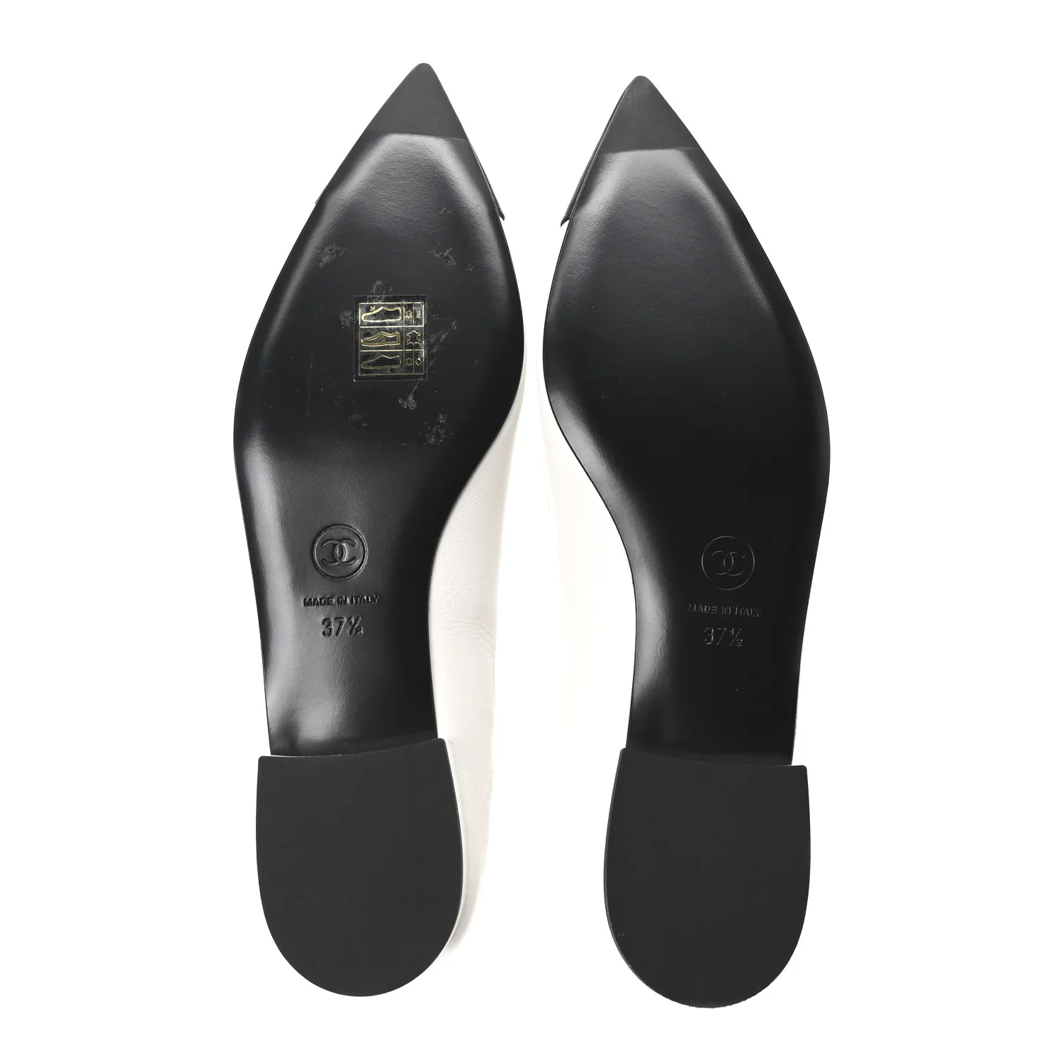 Shiny Lambskin Grosgrain Pearl Mary Janes Flats 37.5 White Black - Image 6