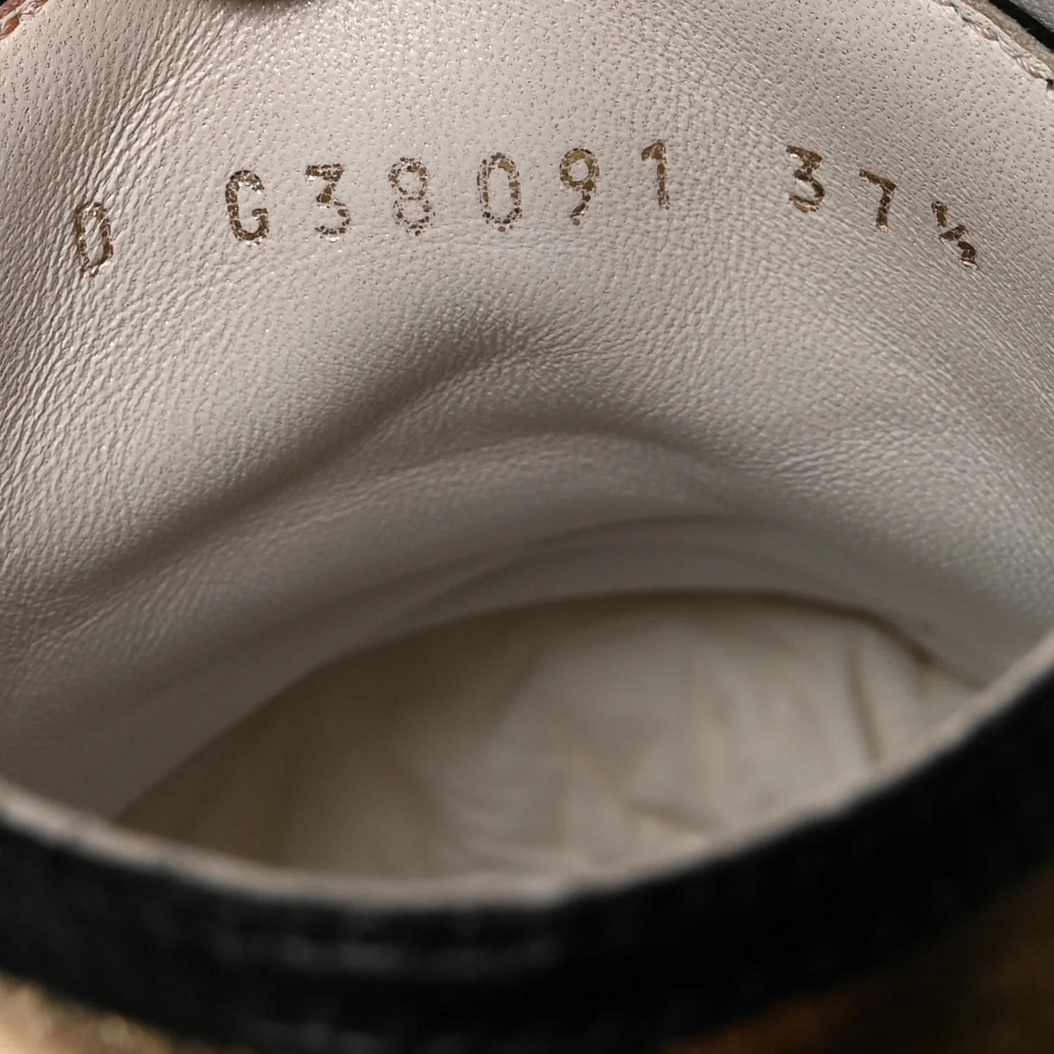 Shiny Lambskin Lace Up Cap Toe Sneakers 37.5 White Gold Black - Image 9