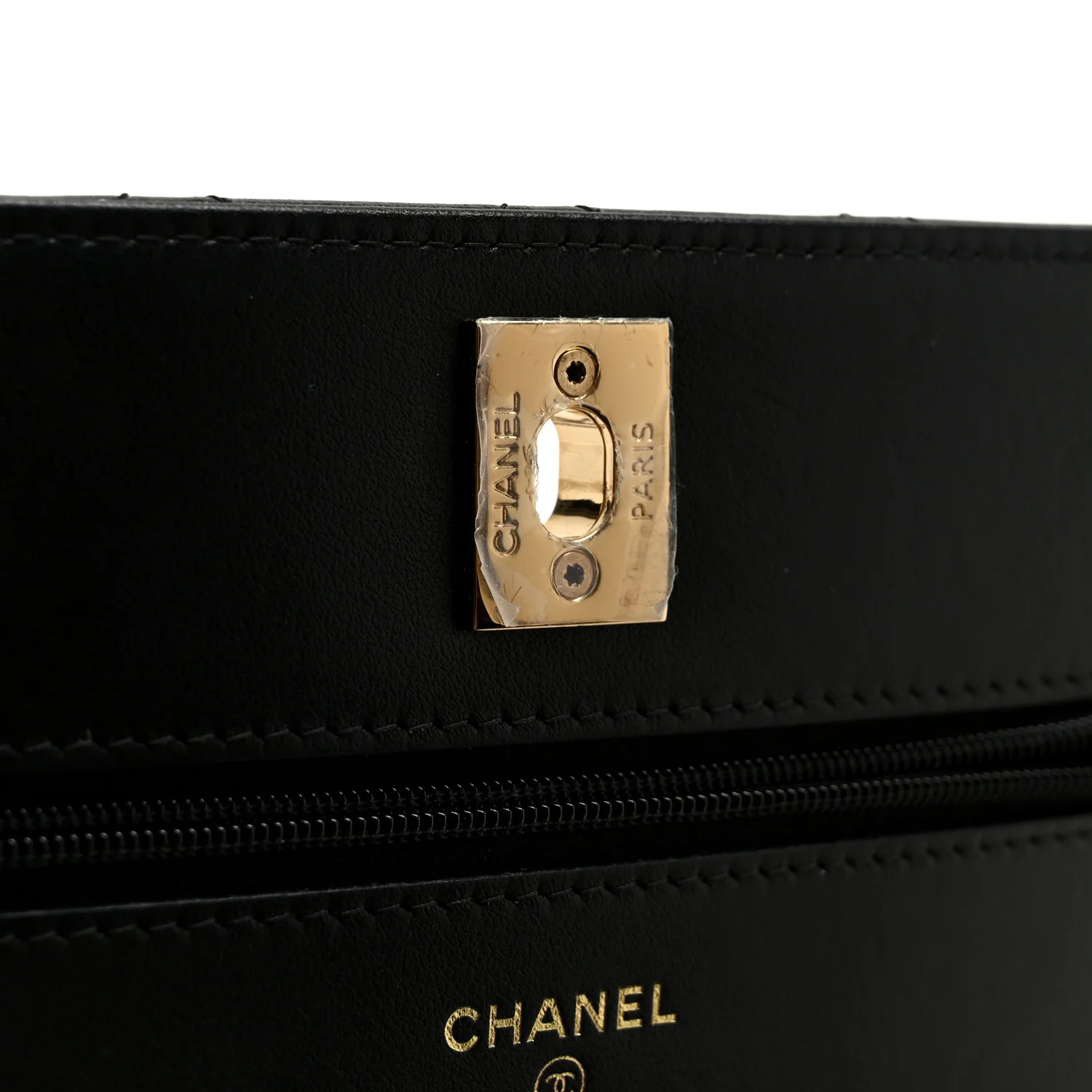 Shiny Lambskin Quilted CC Pearl Wallet on Chain WOC Black - Image 6