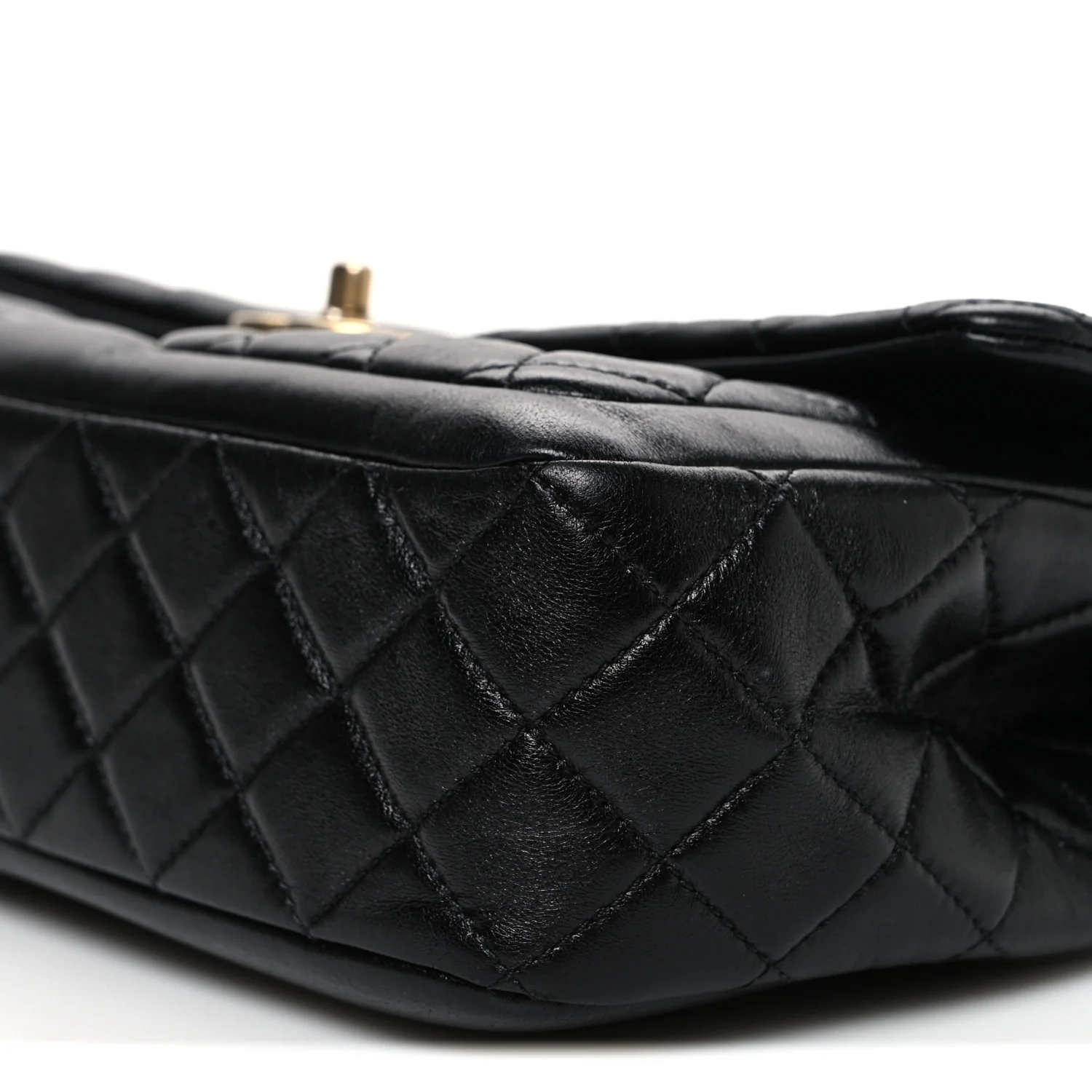 Shiny Lambskin Quilted Daily Friend Flap Black - Image 10