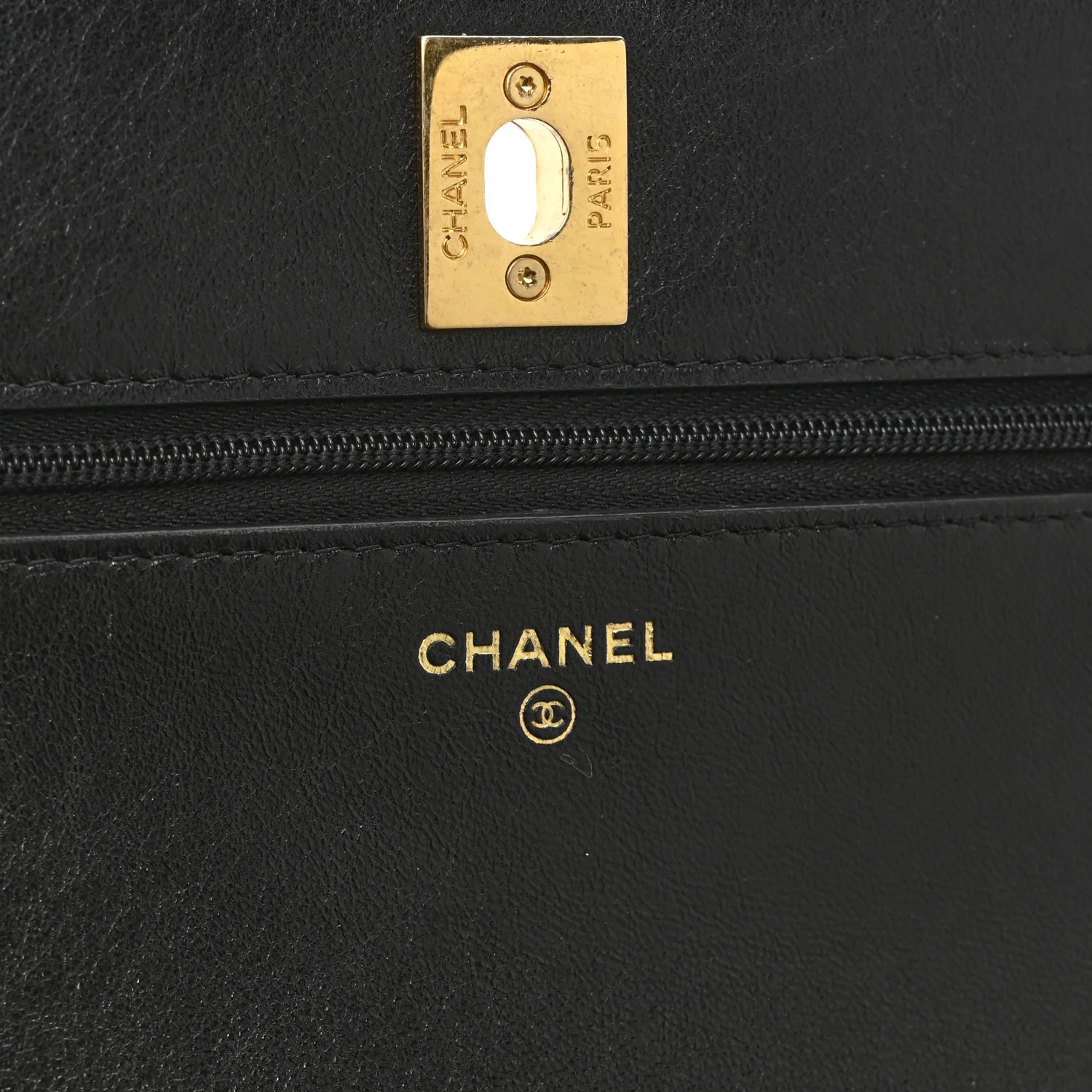 Shiny Lambskin Quilted Dynasty Wallet On Chain WOC Black - Image 6