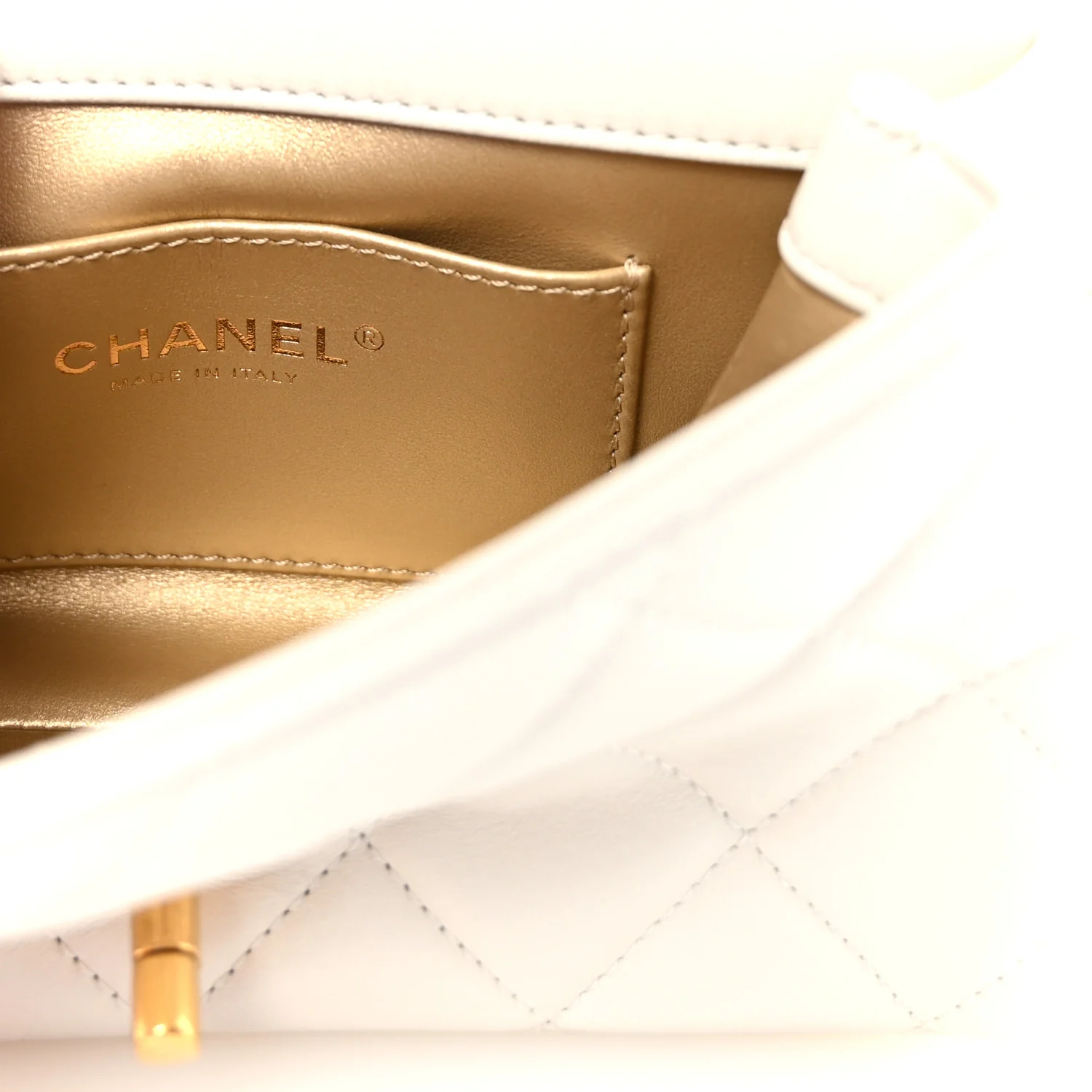 Shiny Lambskin Quilted Enamel CC Small Flap White - Image 6