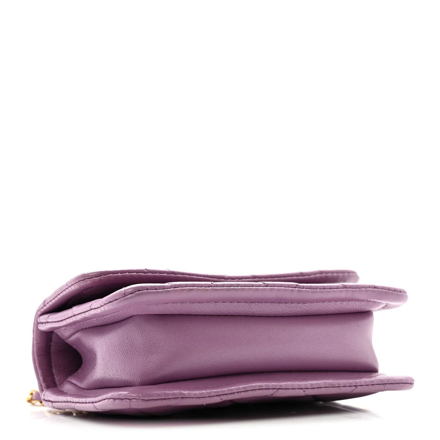 Shiny Lambskin Quilted Extra Mini Flap Purple - Image 4