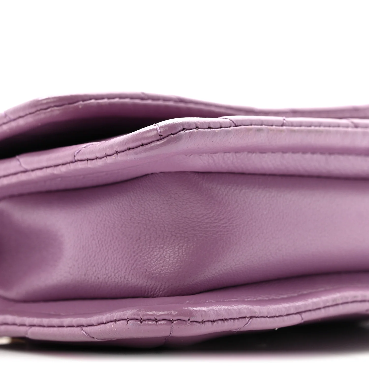 Shiny Lambskin Quilted Extra Mini Flap Purple - Image 9