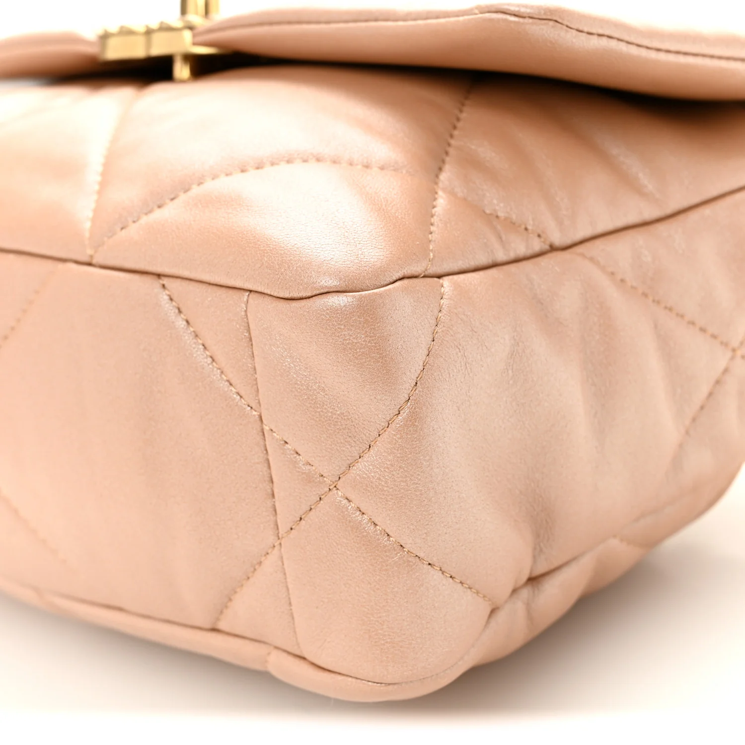 Shiny Lambskin Quilted Medium Chanel 19 Flap Beige - Image 10