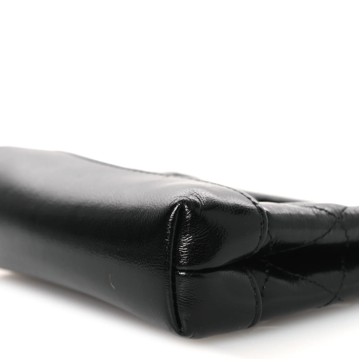 Shiny Lambskin Quilted Micro 31 Clutch With Chain Black - Image 10