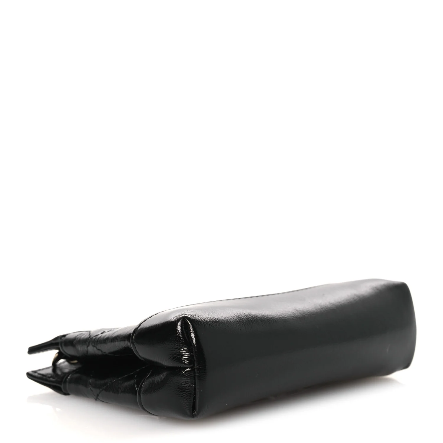 Shiny Lambskin Quilted Micro 31 Clutch With Chain Black - Image 4