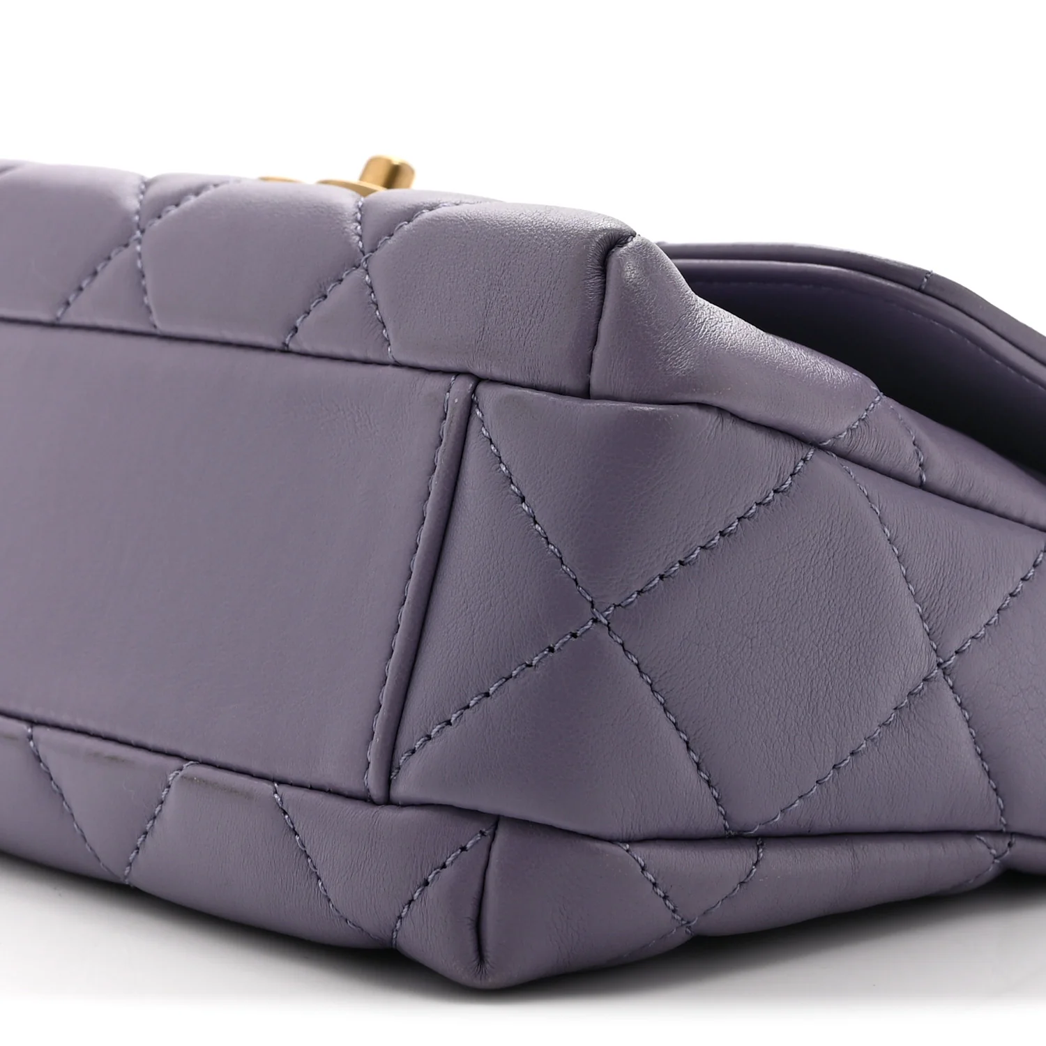 Shiny Lambskin Quilted Mini Pearl Logo Flap Light Purple - Image 10