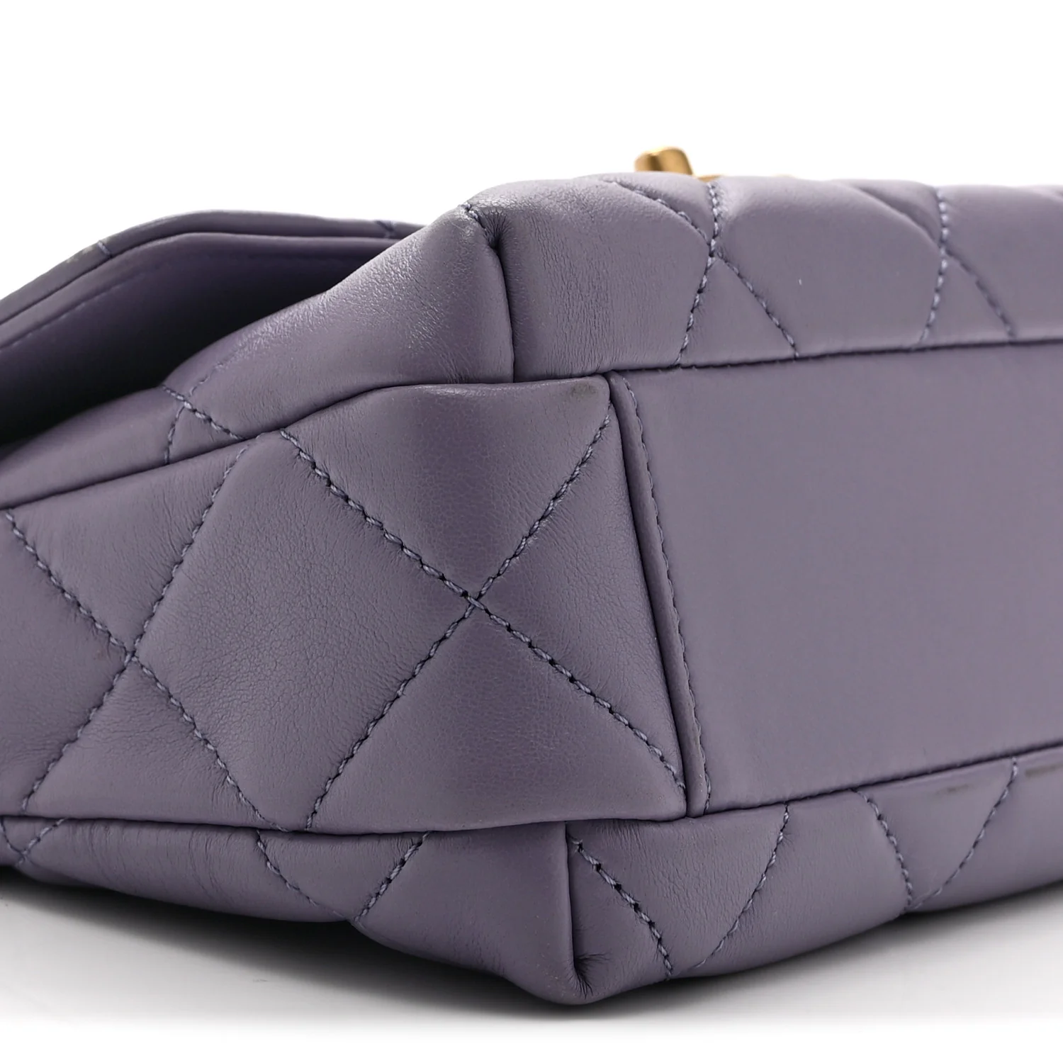 Shiny Lambskin Quilted Mini Pearl Logo Flap Light Purple - Image 9
