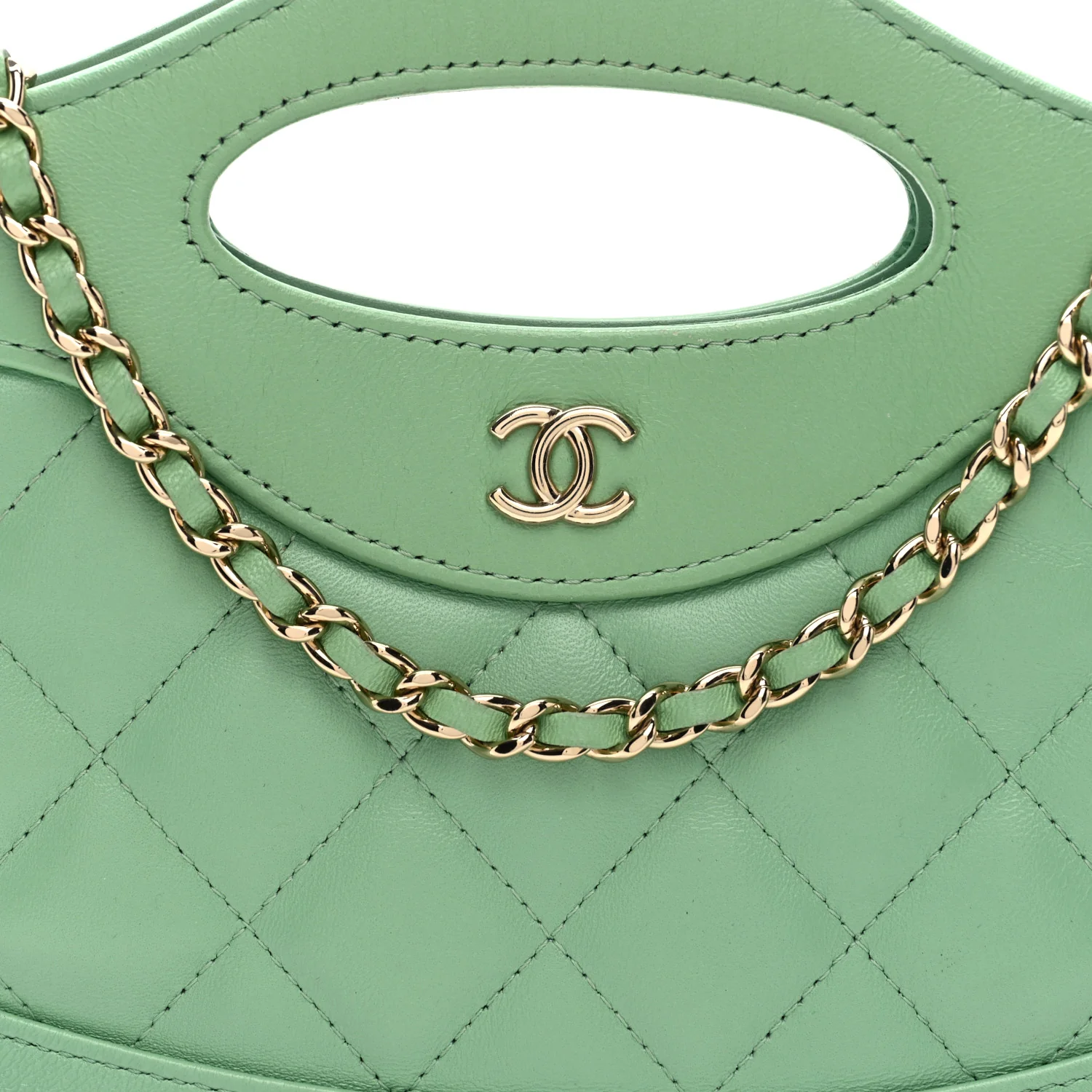 Shiny Lambskin Quilted Nano 31 Shopping Bag Green - Image 8