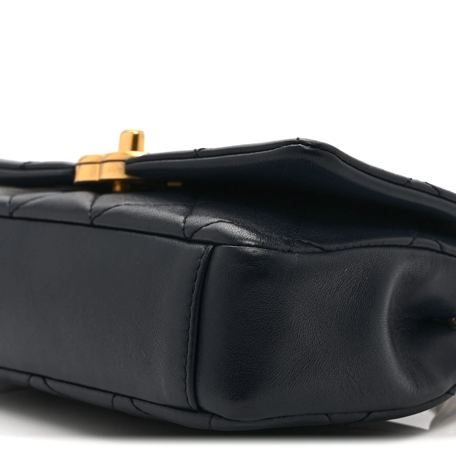 Shiny Lambskin Small Chain Is More Flap Navy Blue - Image 10