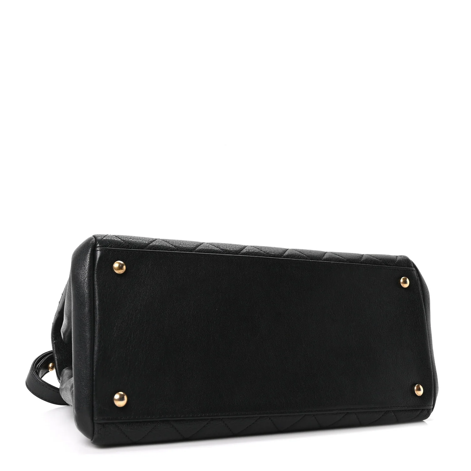 Shiny Sheepskin Quilted Large Trapezio Flap Black - Image 4