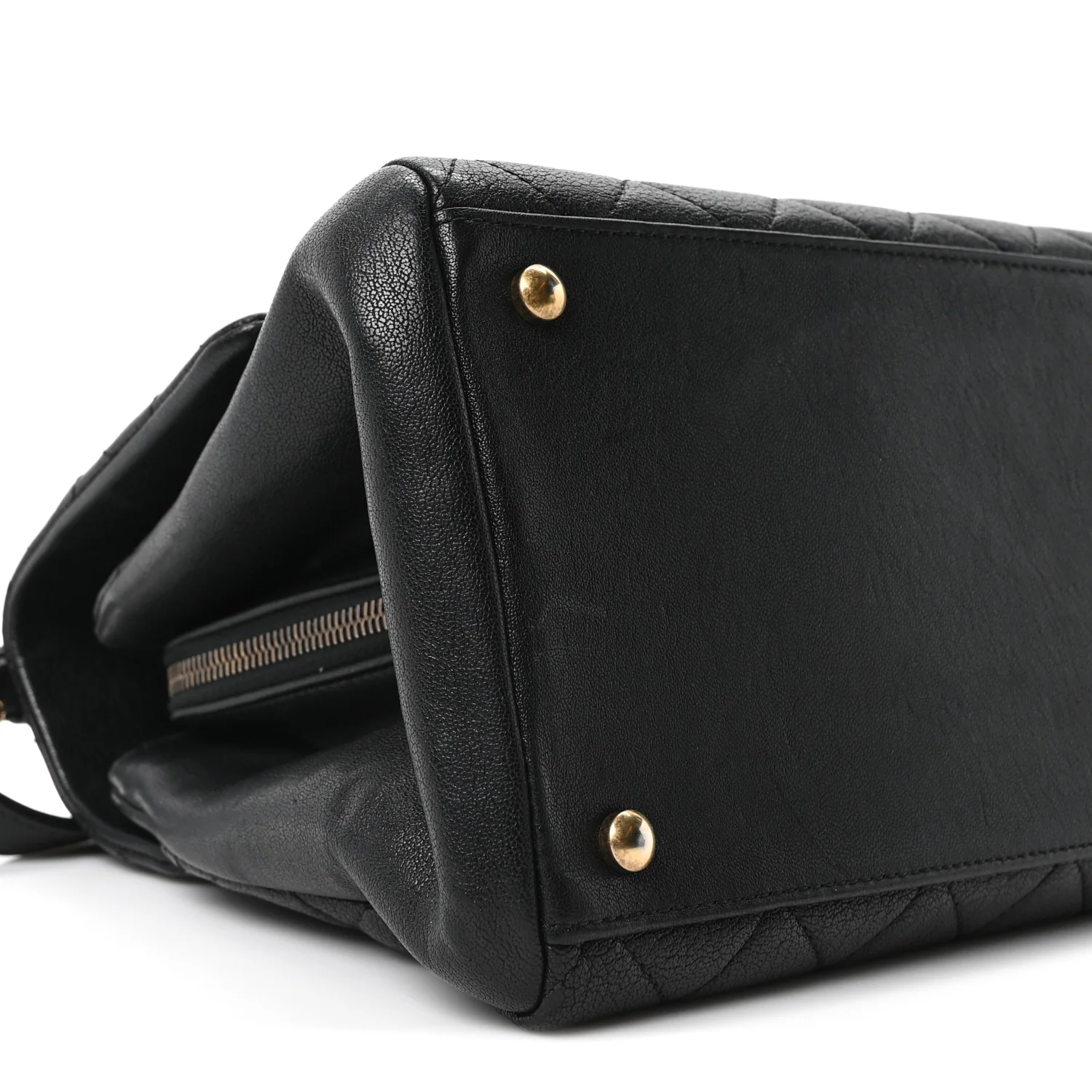Shiny Sheepskin Quilted Large Trapezio Flap Black - Image 9