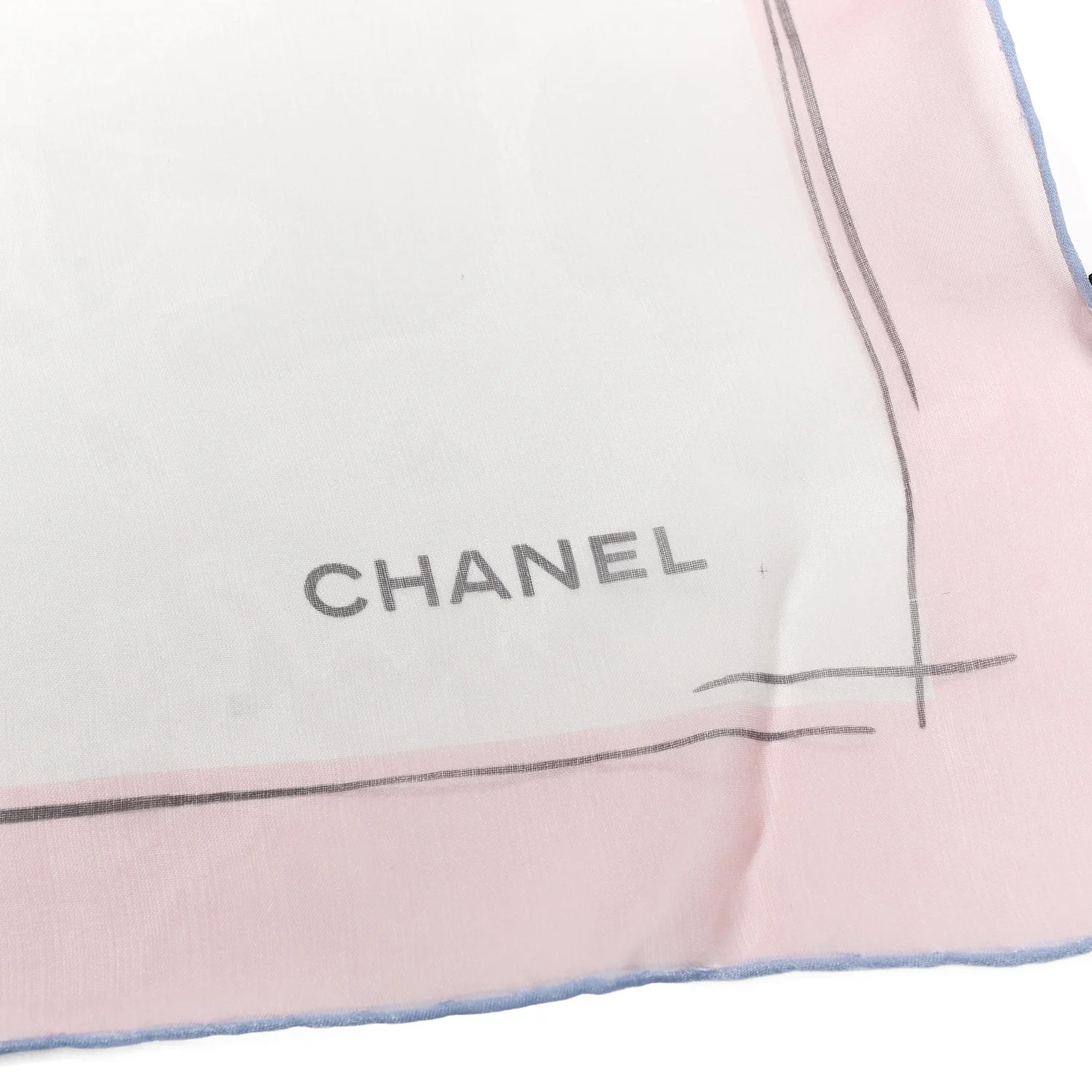Silk Camellia Sketch Scarf White Light Pink - Image 4