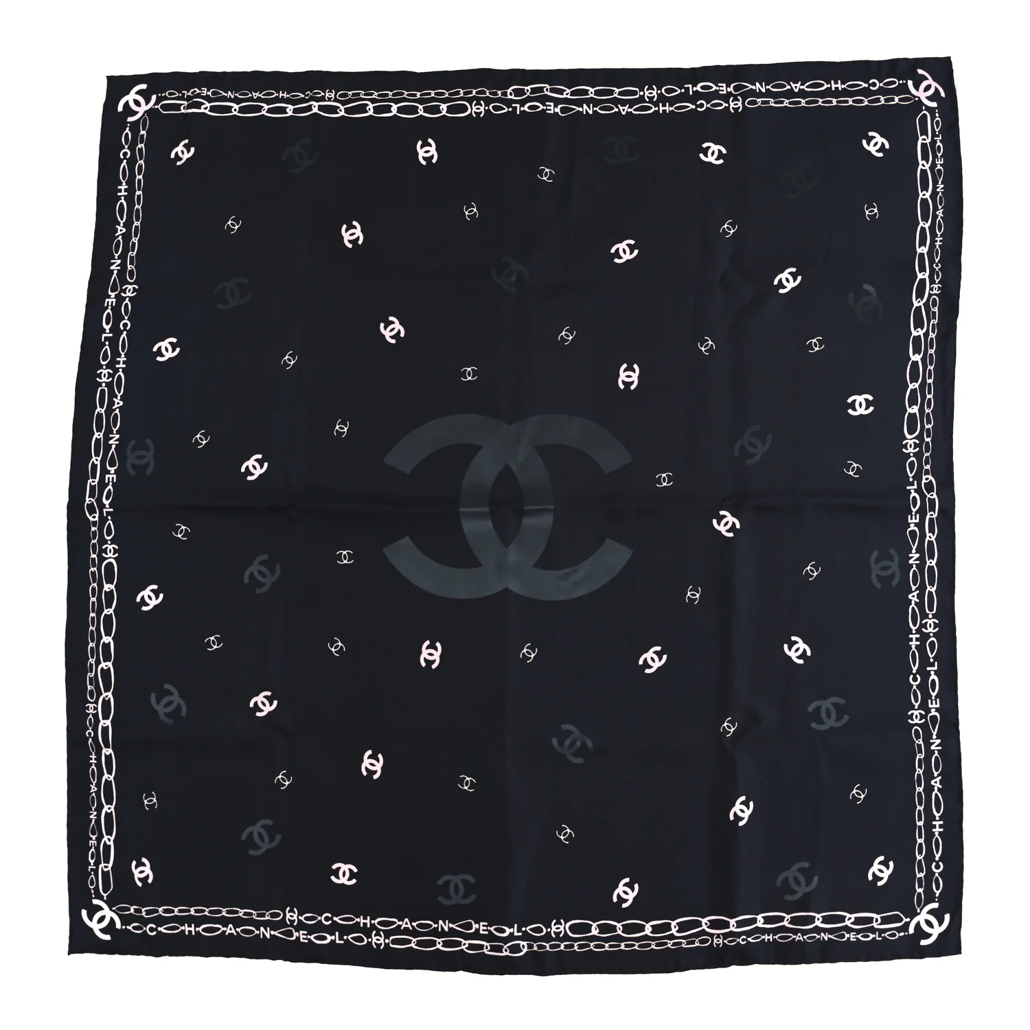 Silk CC Square Scarf Black Pink