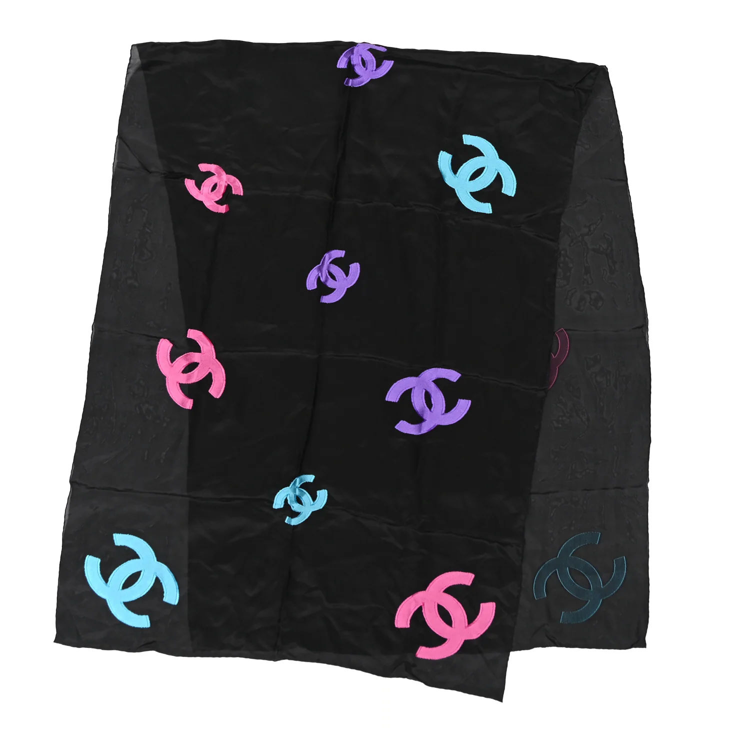 Silk CC Stole Black Turquoise Purple Fuschia - Image 2