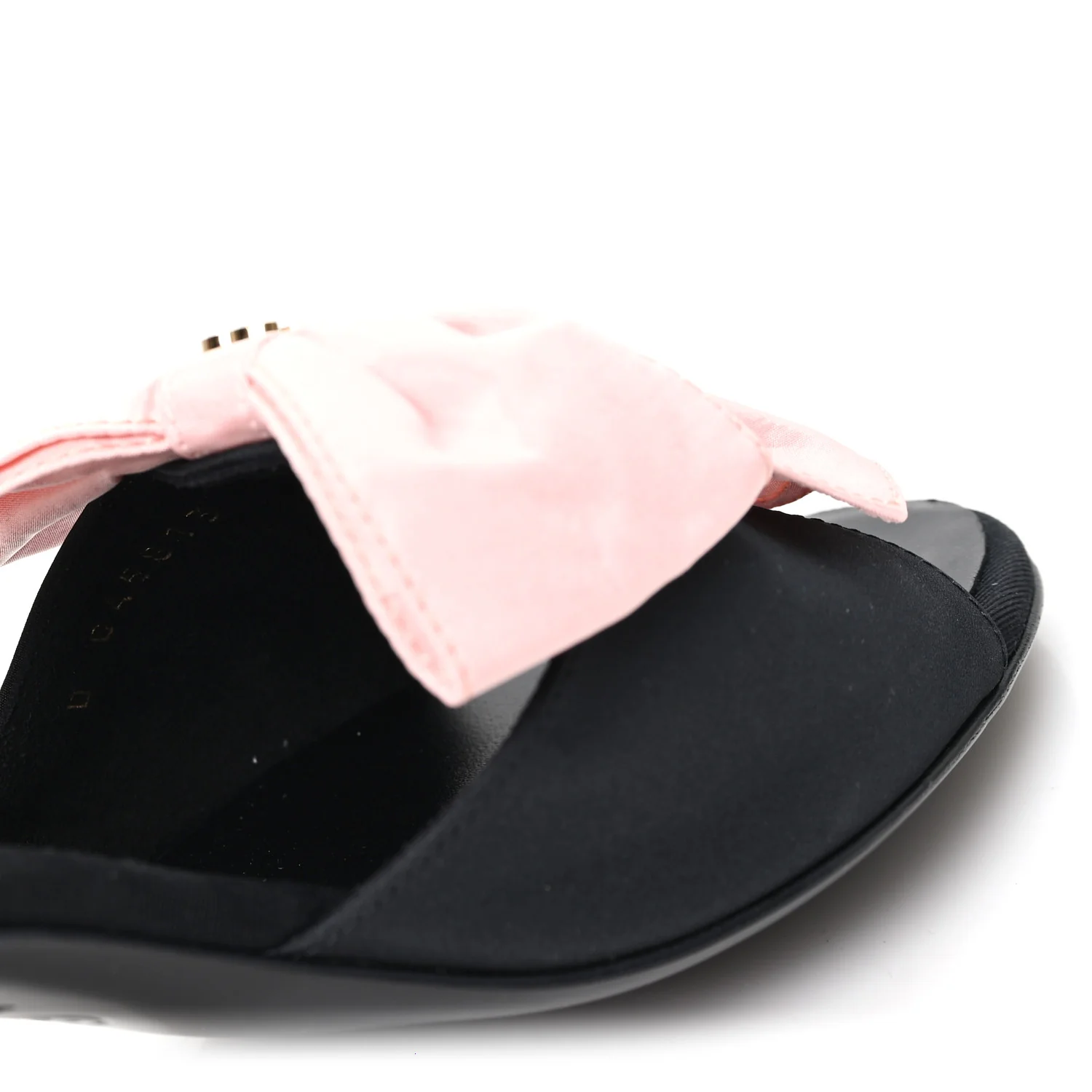 Silk Pearl Bow CC Ankle Strap Sandals 39.5 Pink Black - Image 9
