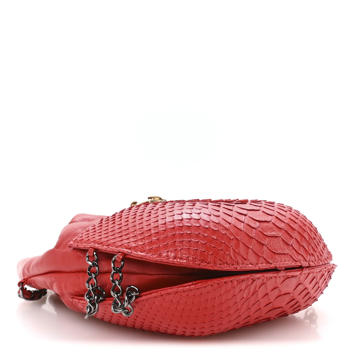 Snakeskin Calfskin Gabrielle Bucket Red - Image 4