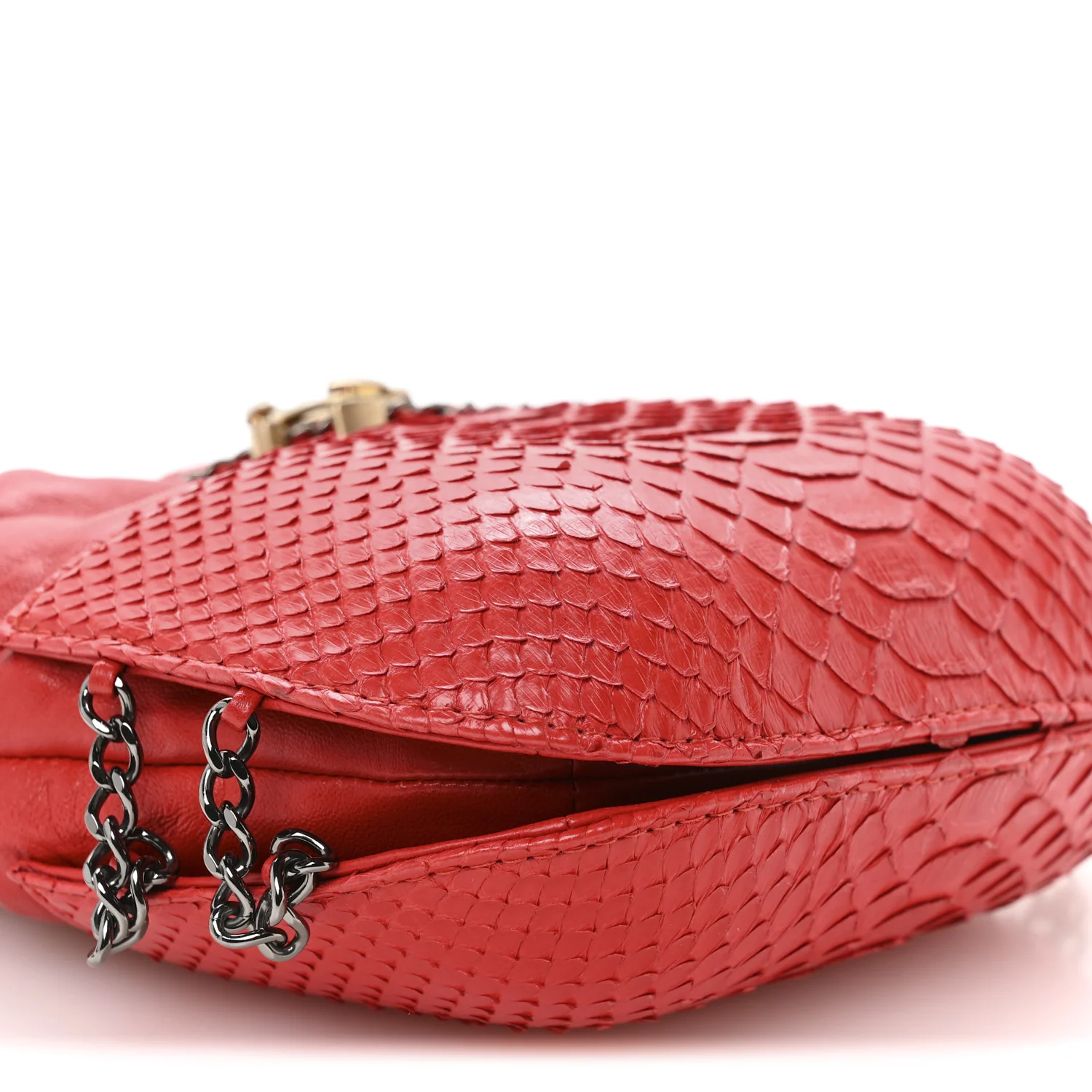 Snakeskin Calfskin Gabrielle Bucket Red - Image 9