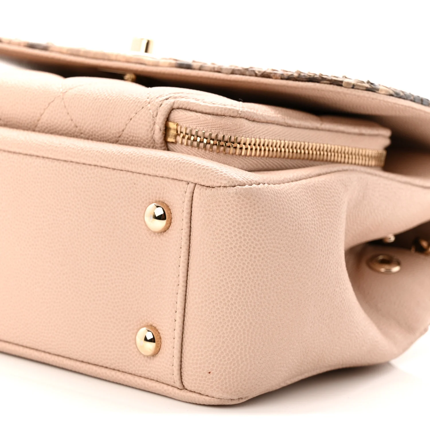 Snakeskin Caviar Quilted Medium Business Affinity Flap Beige - Image 10
