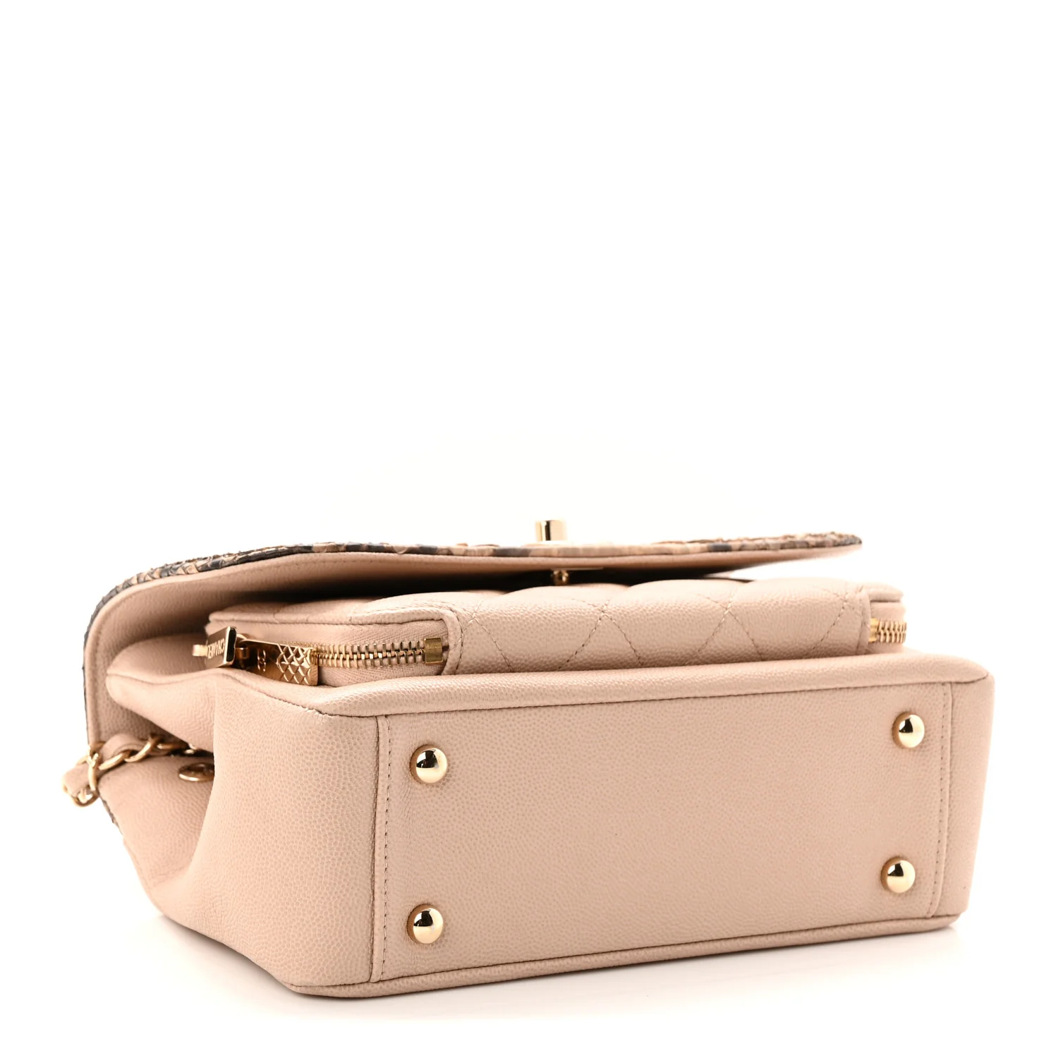 Snakeskin Caviar Quilted Medium Business Affinity Flap Beige - Image 4