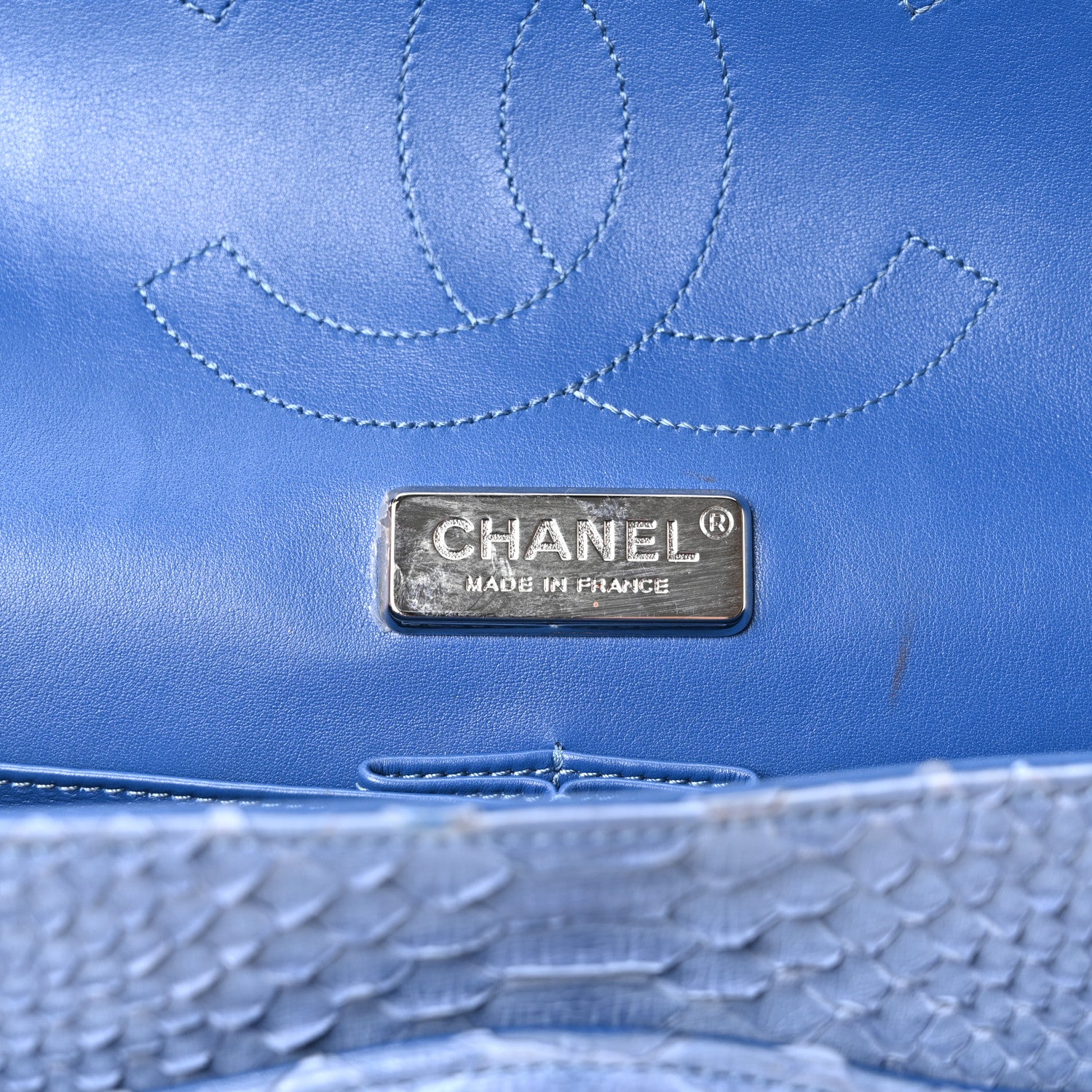 Snakeskin Jumbo Double Flap Light Blue - Image 11