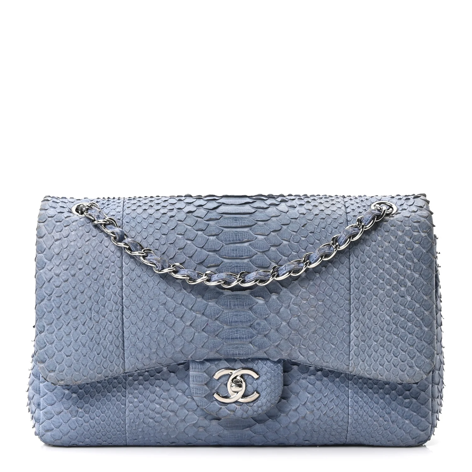 Snakeskin Jumbo Double Flap Light Blue - Image 2