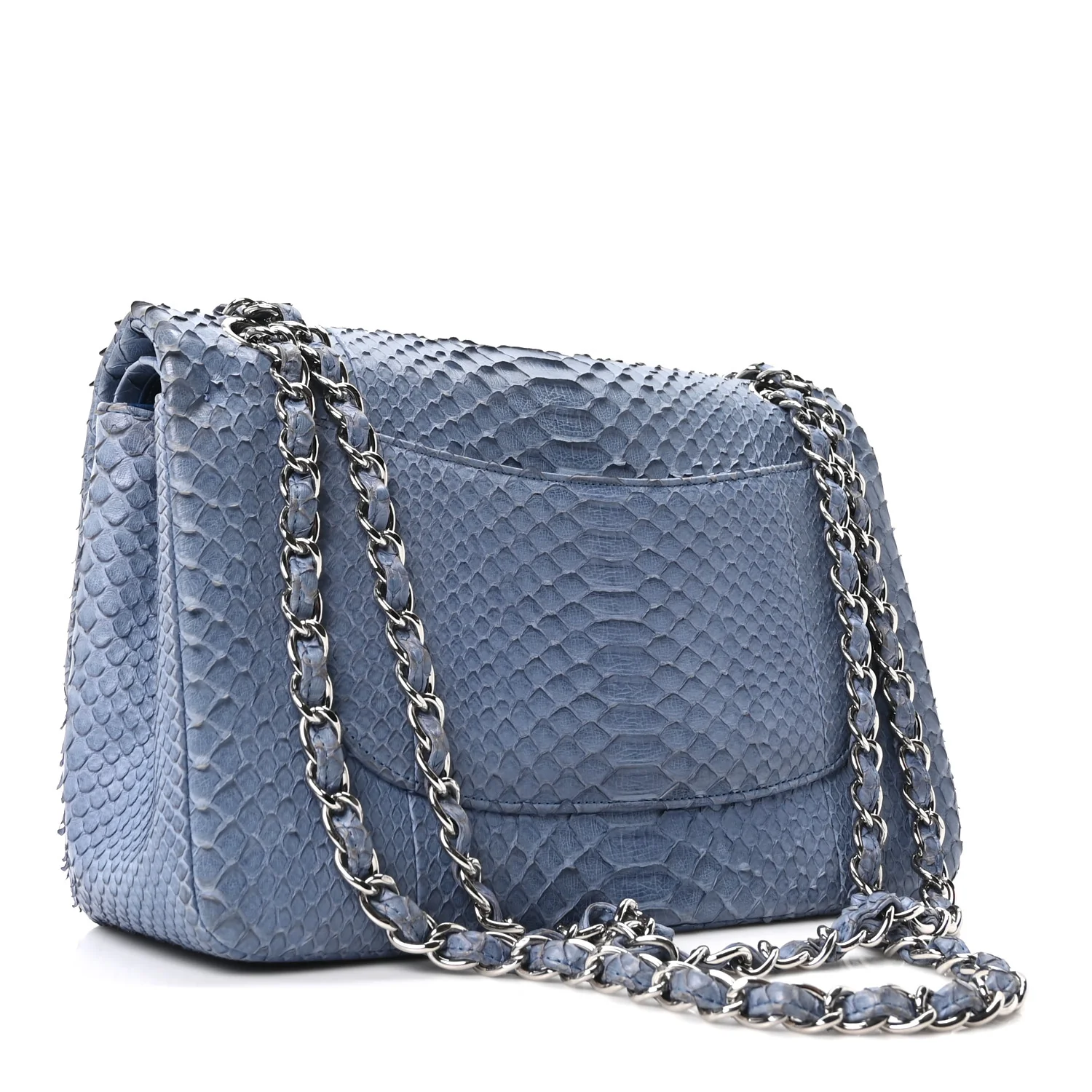 Snakeskin Jumbo Double Flap Light Blue - Image 5