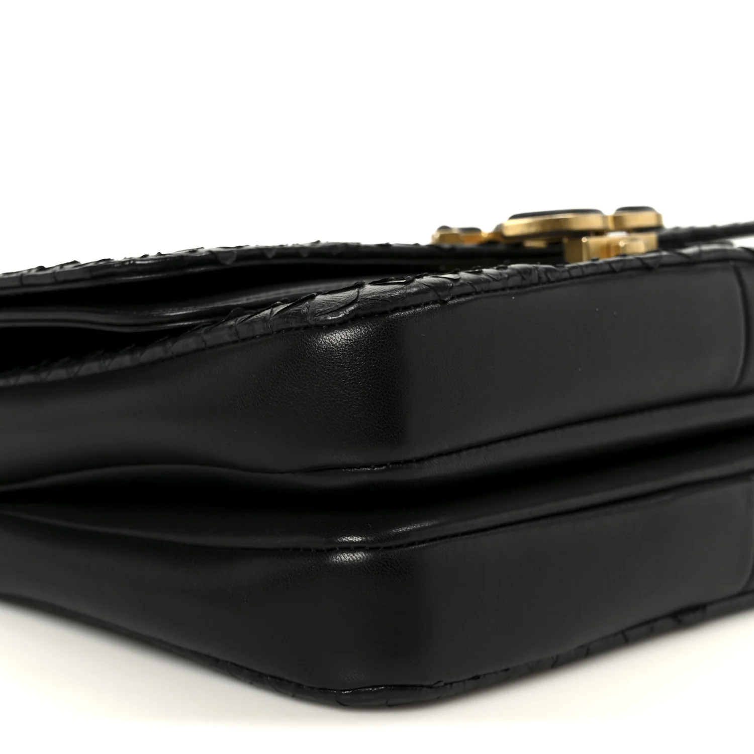 Snakeskin Large CC Chic Flap Black - Image 10