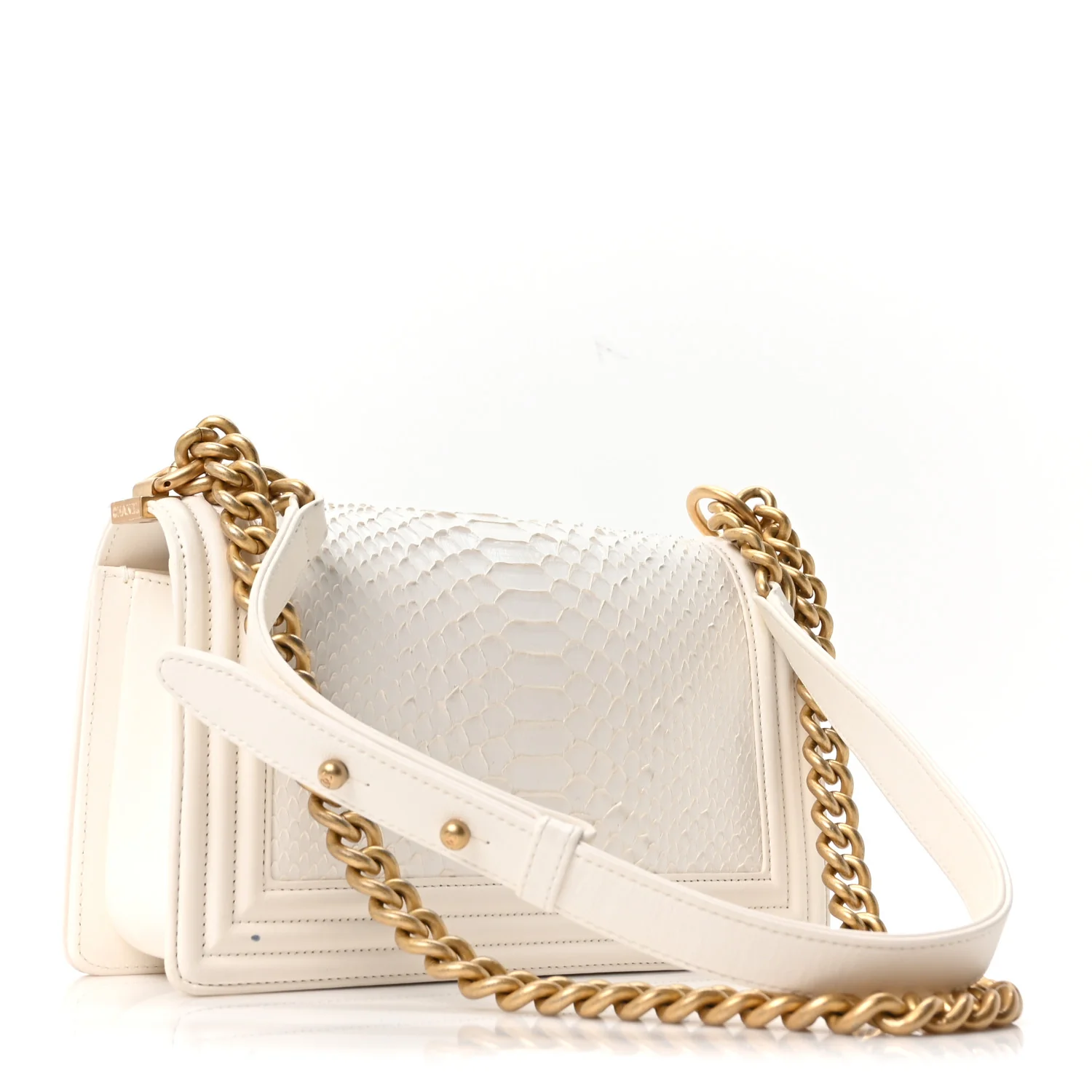 Snakeskin Medium Boy Flap White - Image 3