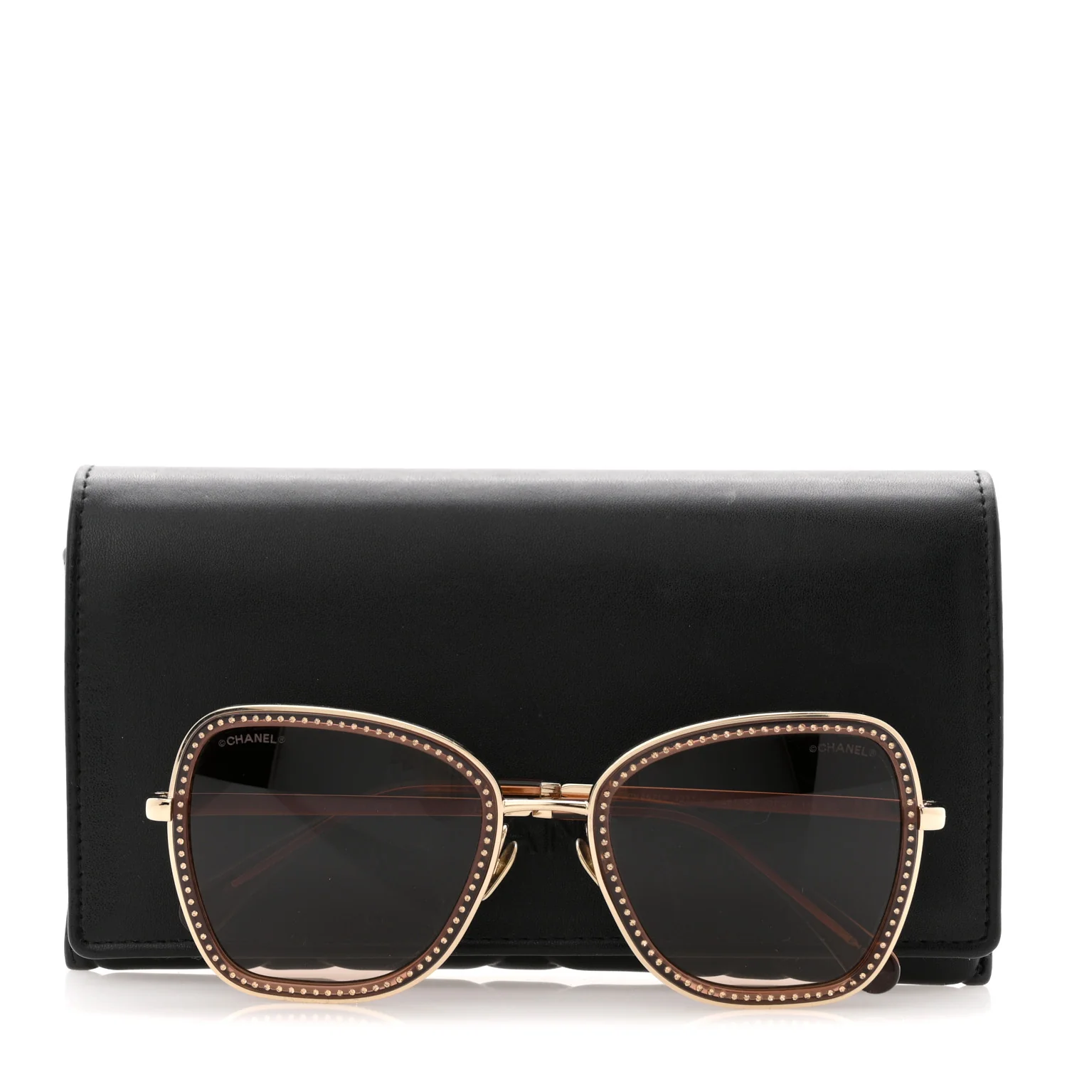 Square Frame Sequin Sunglasses 4277-B Gold Brown - Image 8