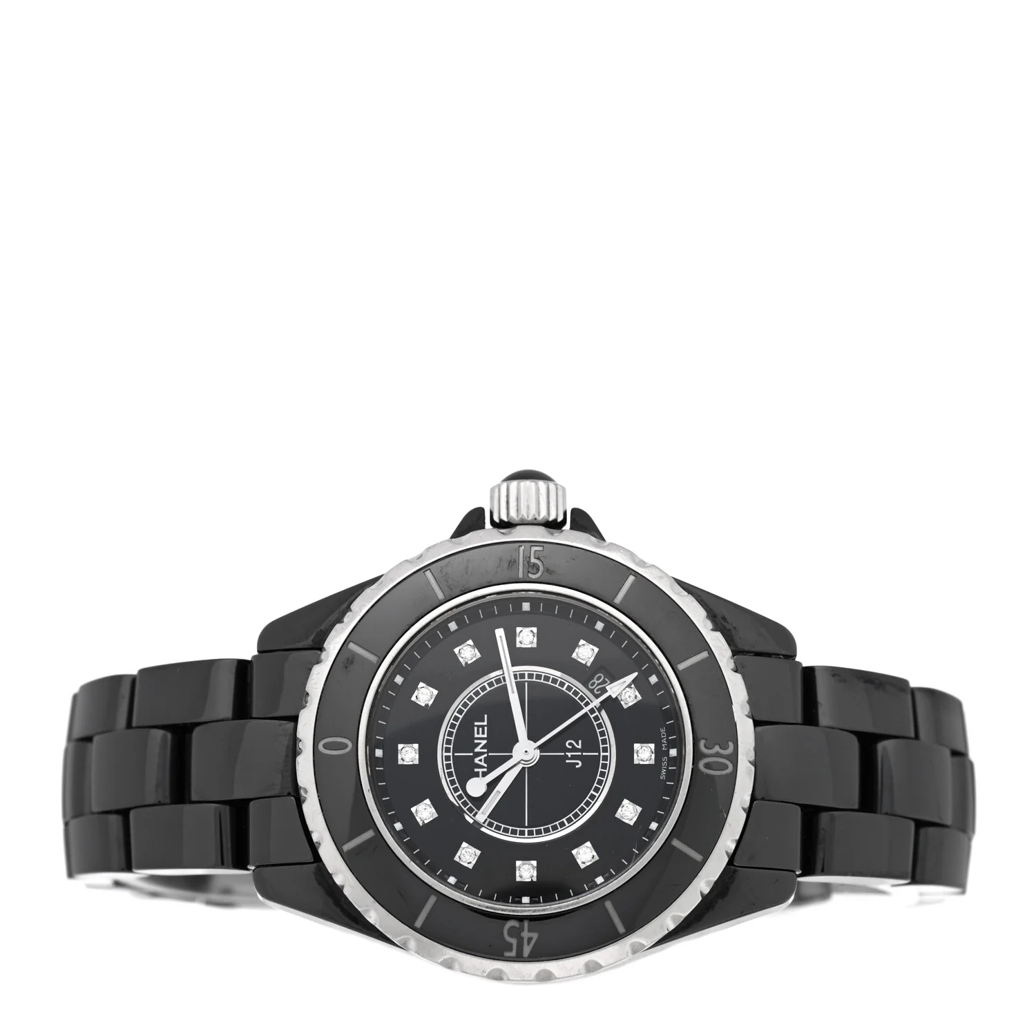 Stainless Steel Ceramic Diamond 33mm J12 Quartz Watch Black - Image 2