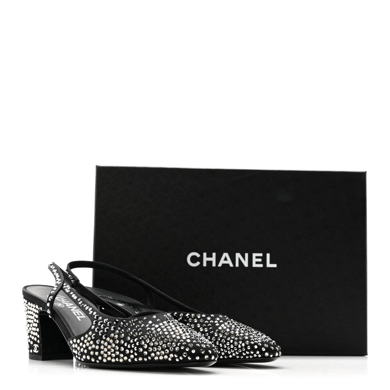 Strass Cap Toe CC Slingback Pumps 39.5 Black - Image 10
