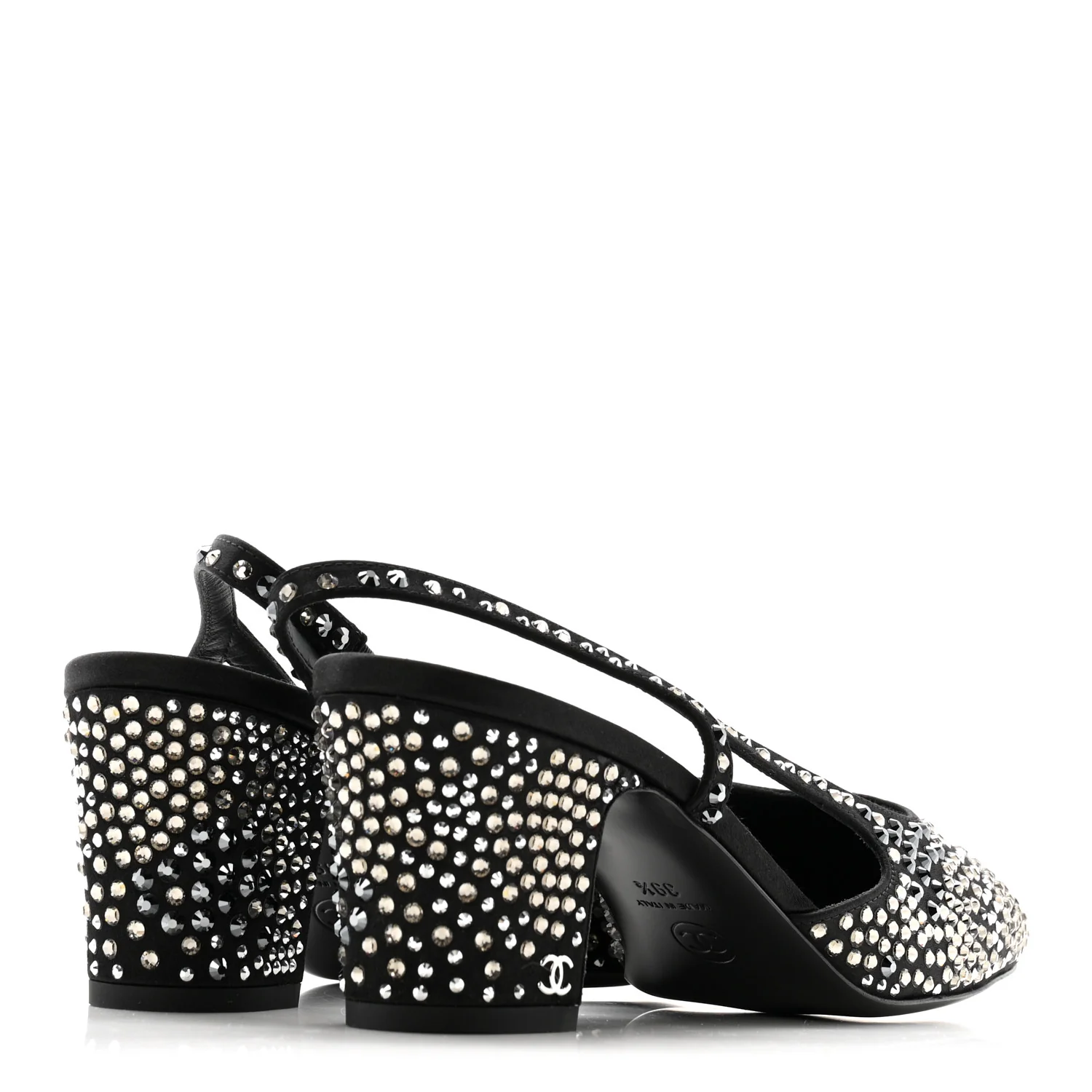 Strass Cap Toe CC Slingback Pumps 39.5 Black - Image 5