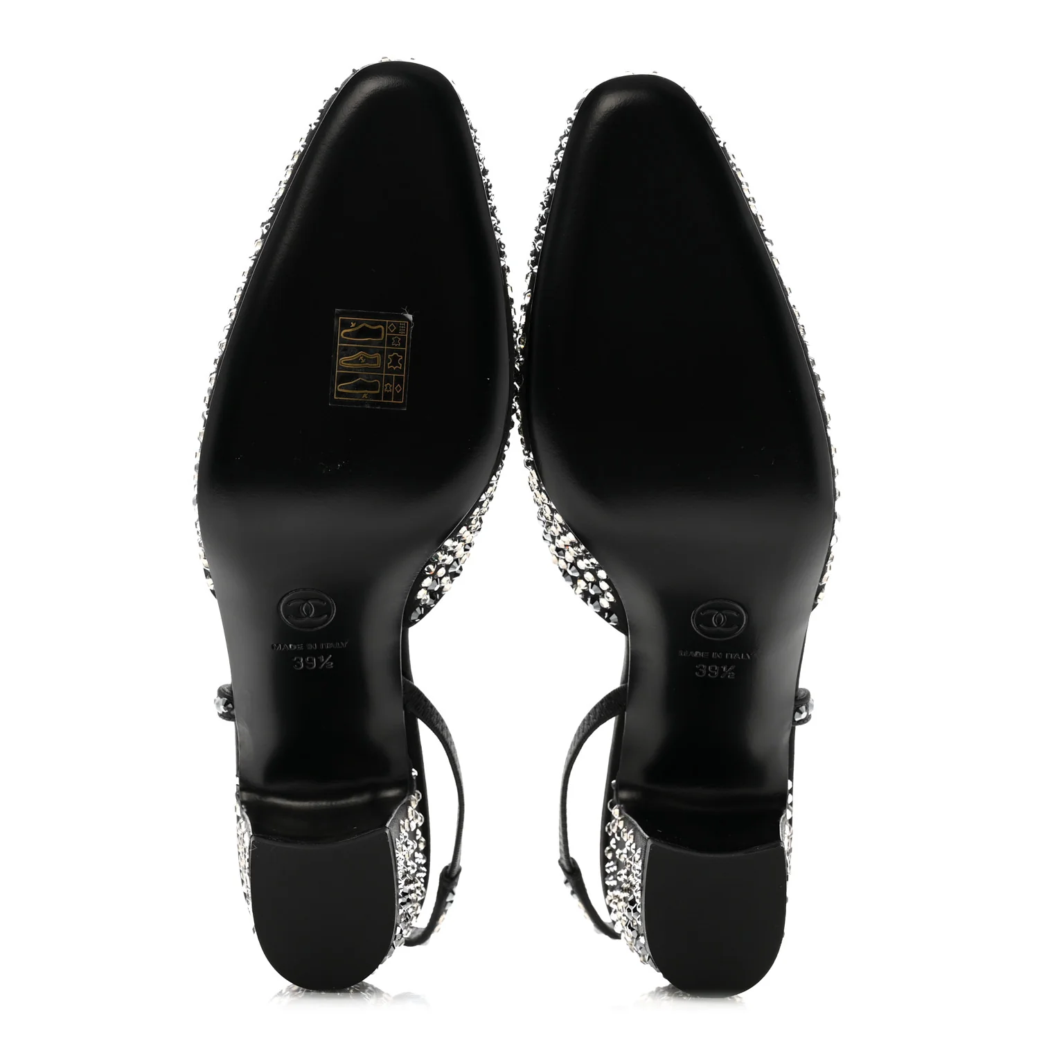 Strass Cap Toe CC Slingback Pumps 39.5 Black - Image 7