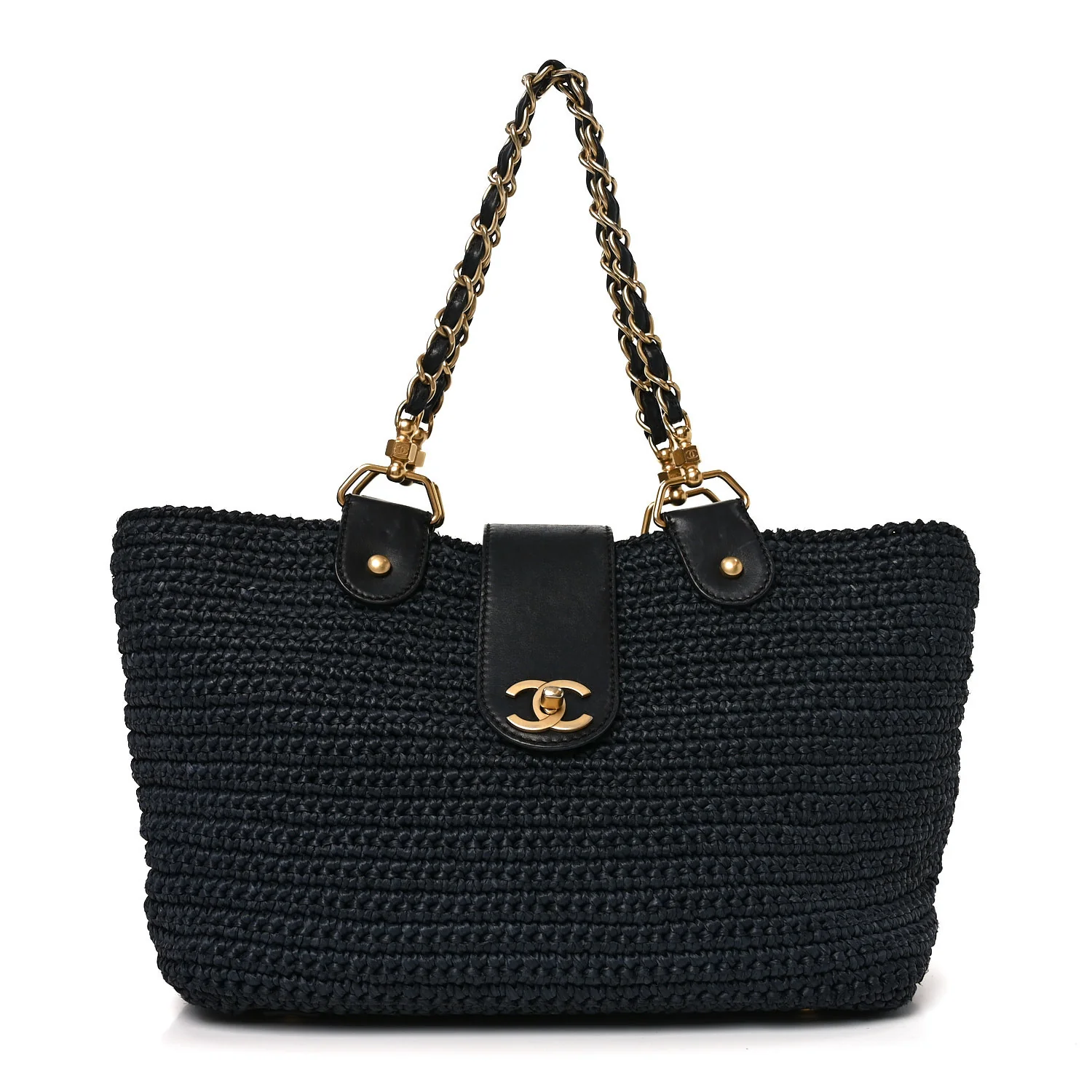 Straw Raffia Tote Black