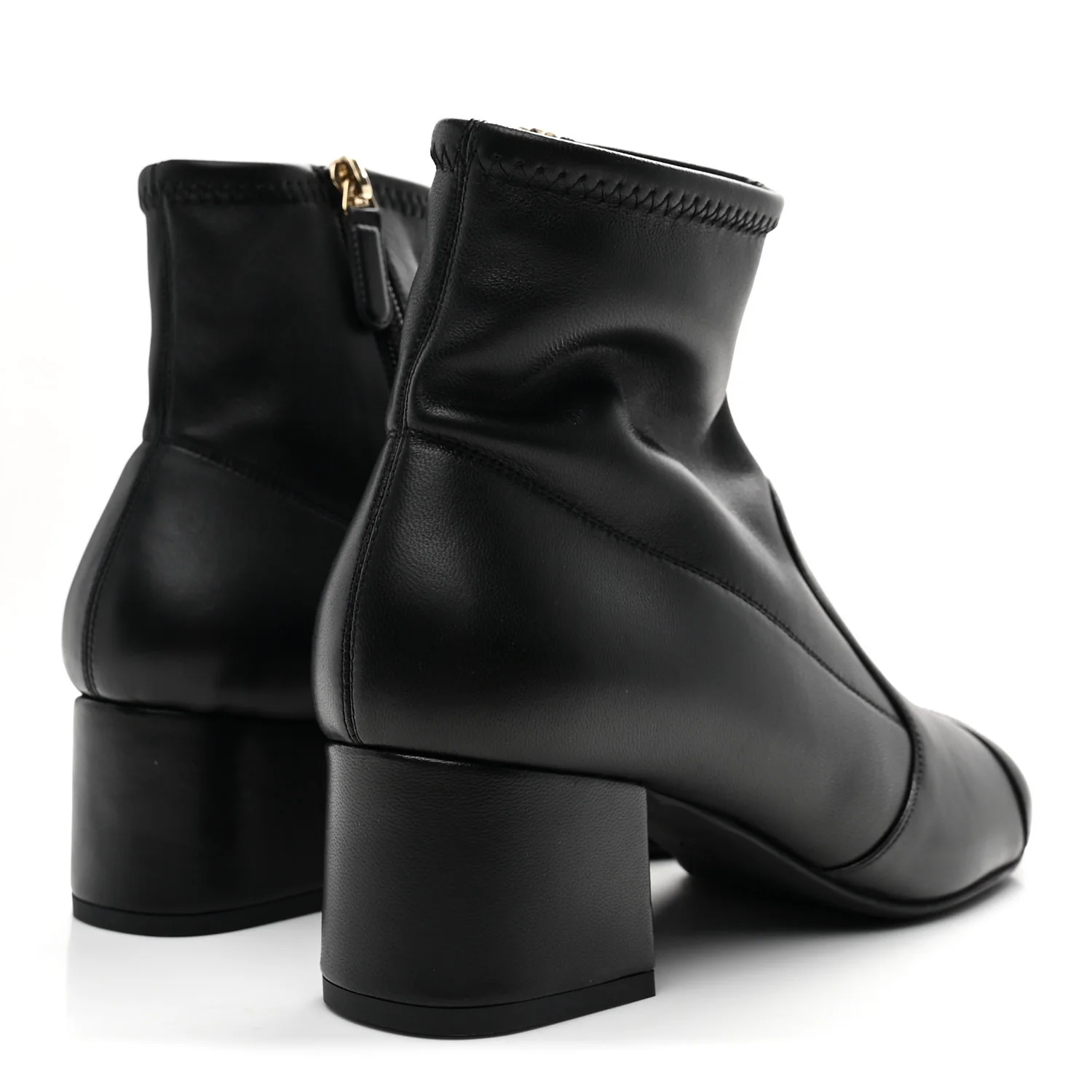 Stretch Lambskin Cap Toe CC Short Boots 38 Black - Image 5