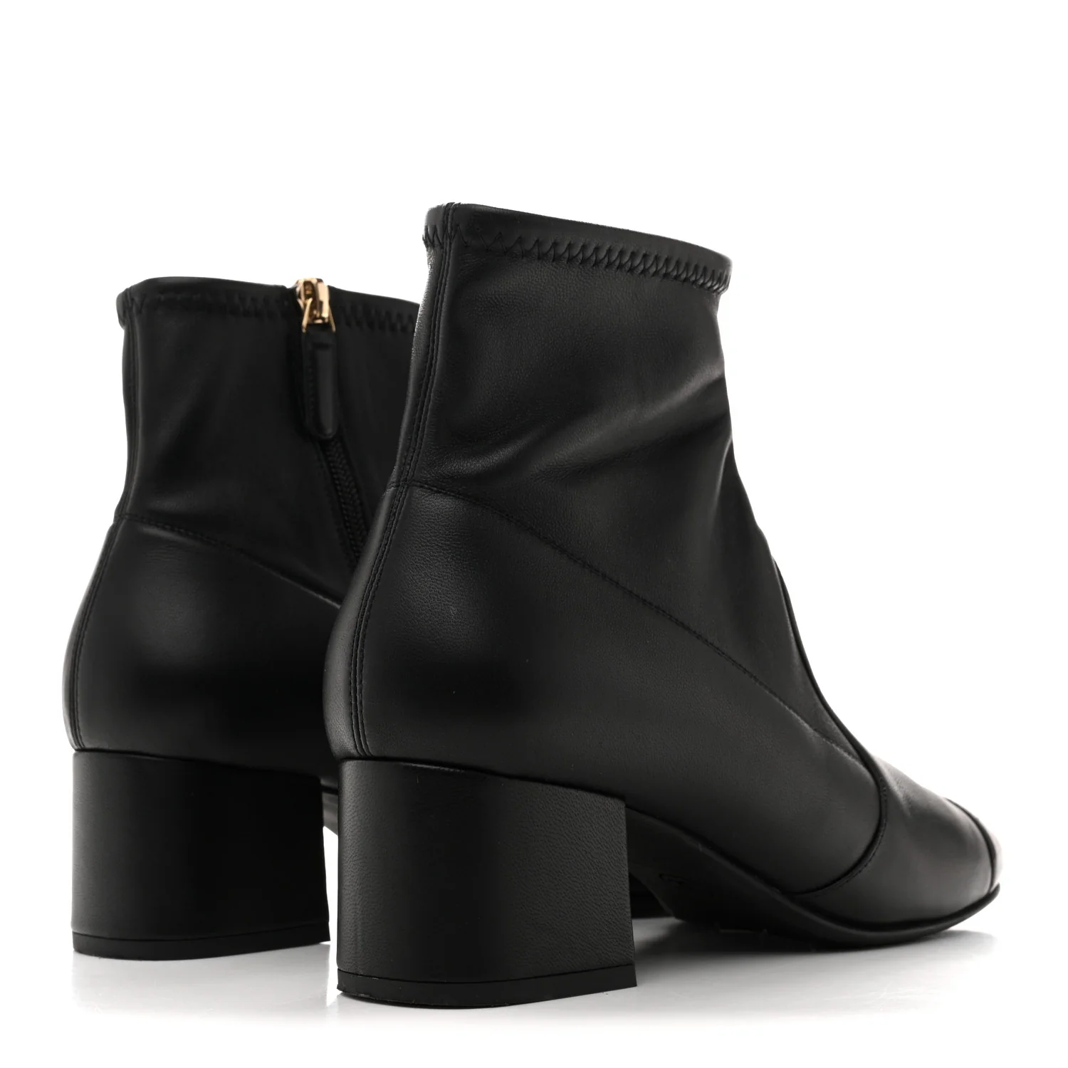 Stretch Lambskin Cap Toe CC Short Boots 38.5 Black - Image 5