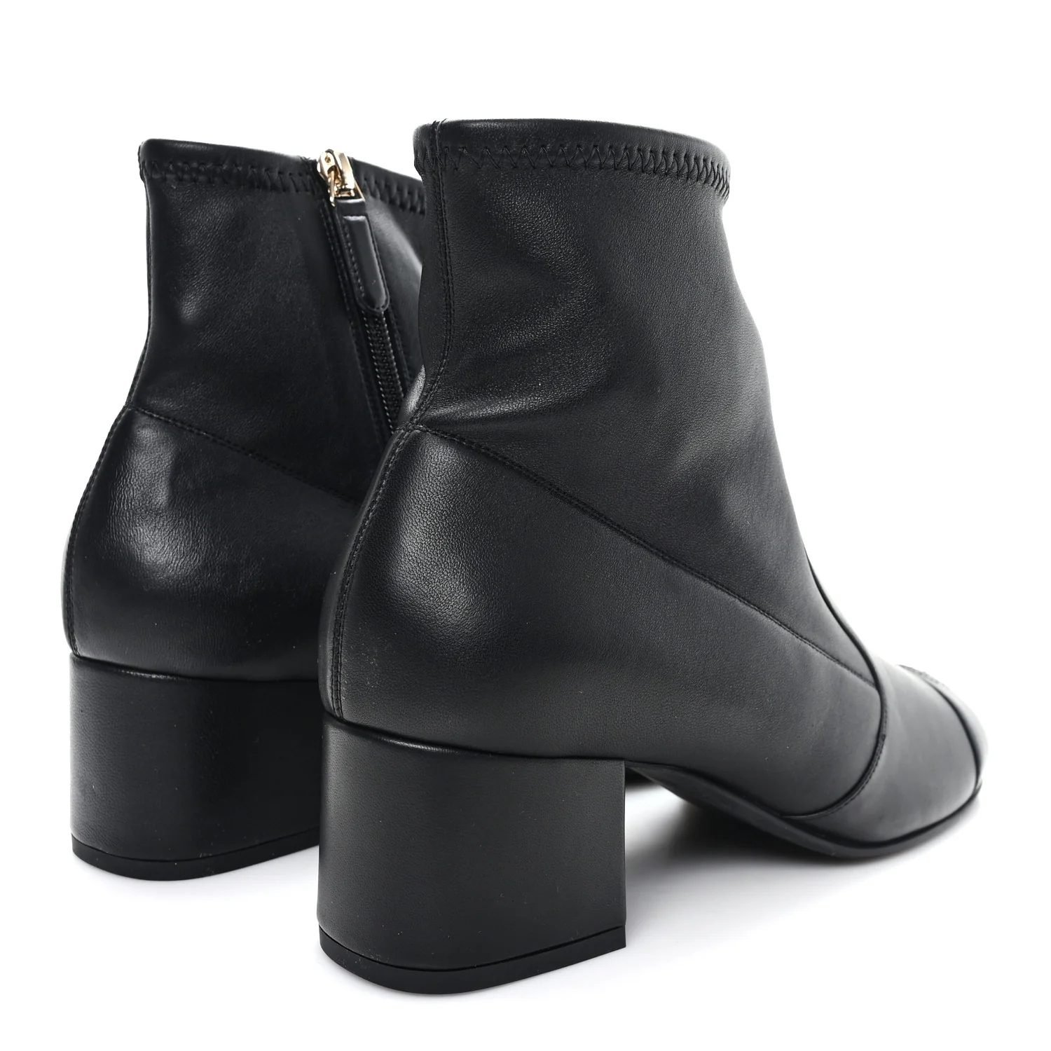 Stretch Lambskin Cap Toe CC Uniform Short Boots 39 Black - Image 5