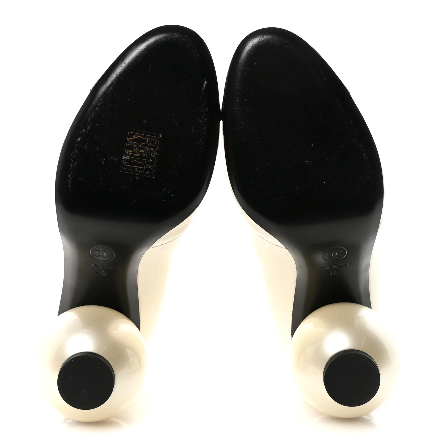 Stretch Lambskin Patent Cap Toe Pearl Ball Mid Calf Boots 40 White Black - Image 6