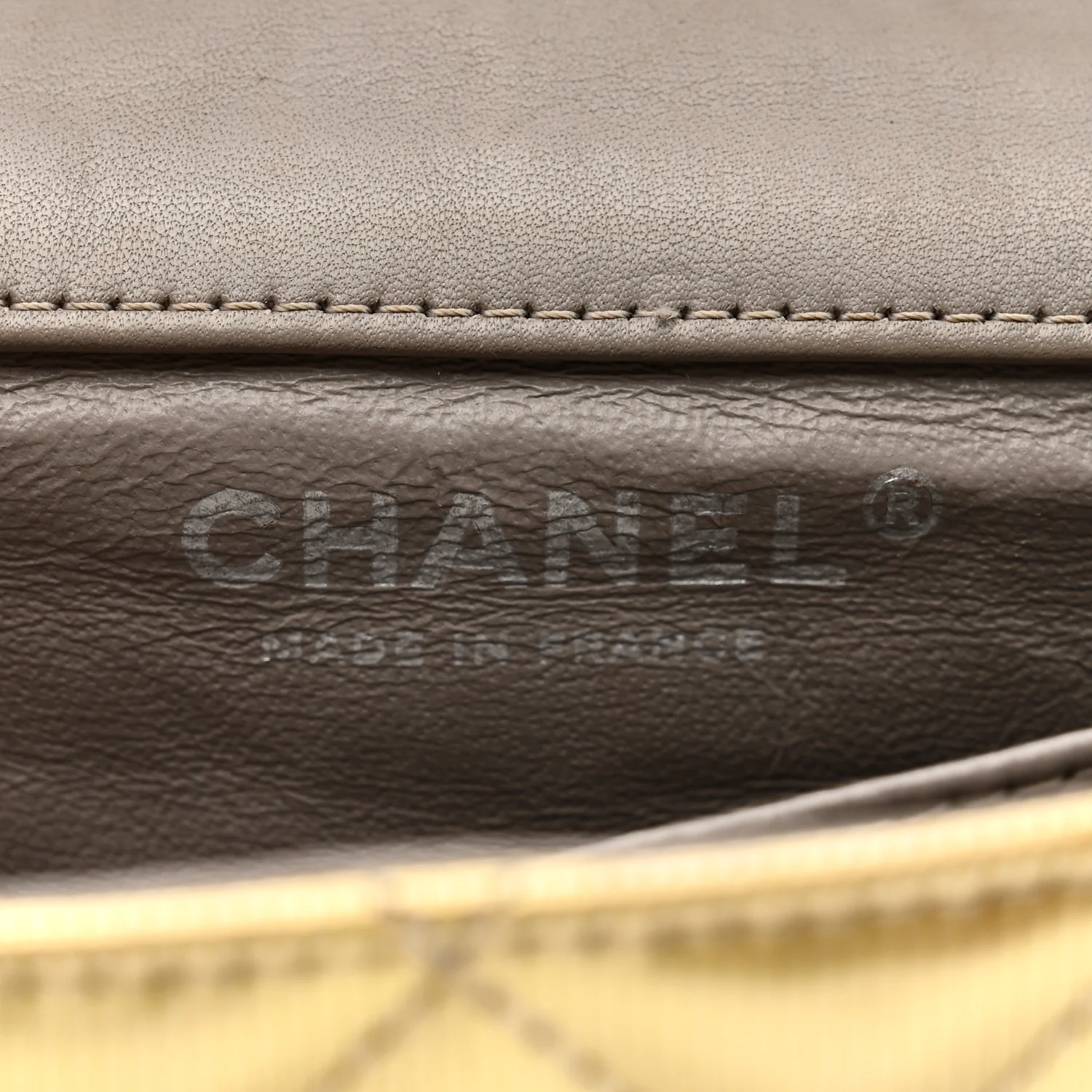 Striated Patent Quilted Extra Mini Rectangular Flap Gold - Image 6