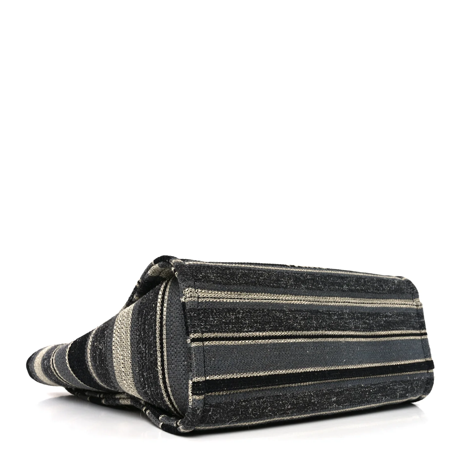 Striped Canvas Small Deauville Tote Dark Grey - Image 4
